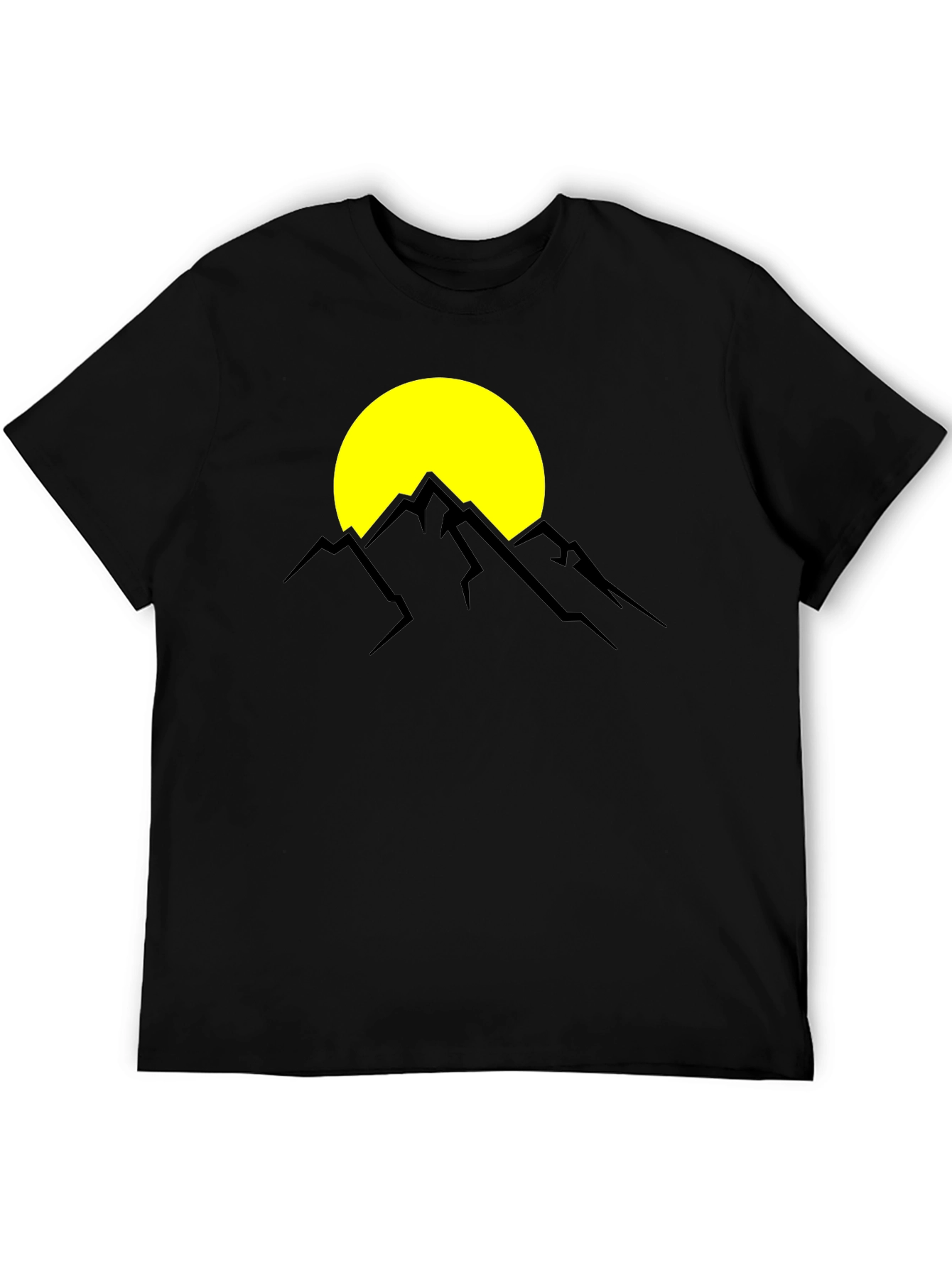 Mountain Sunset Graphic Tee - Black Cotton T-Shirt