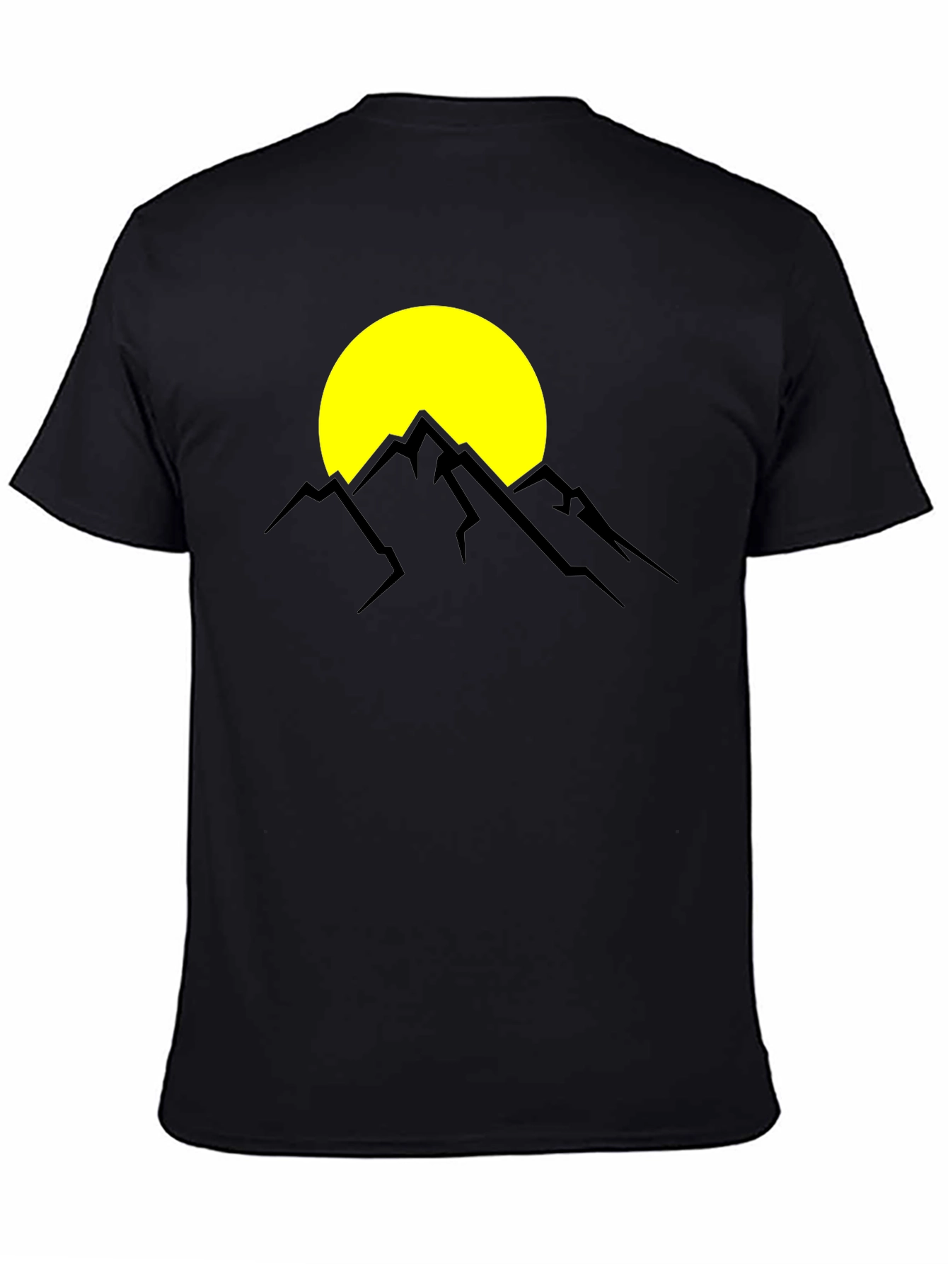 Mountain Sunset Graphic Tee - Black Cotton T-Shirt