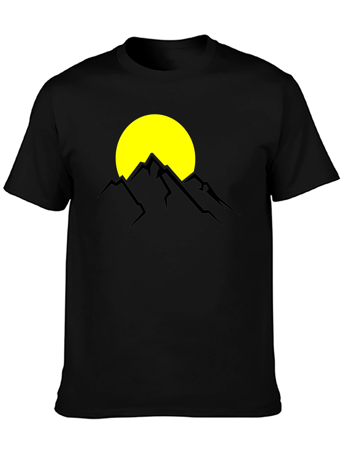 Mountain Sunset Graphic Tee - Black Cotton T-Shirt