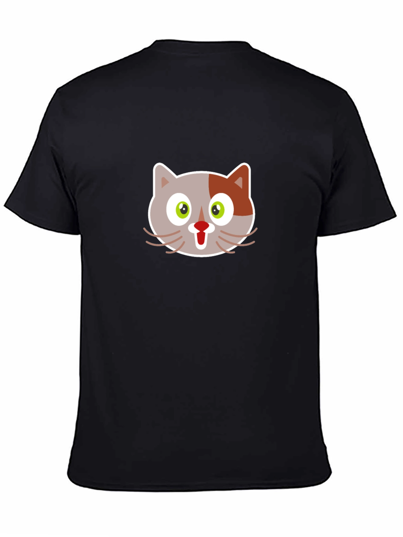 Cartoon Cat Graphic Tee - Black