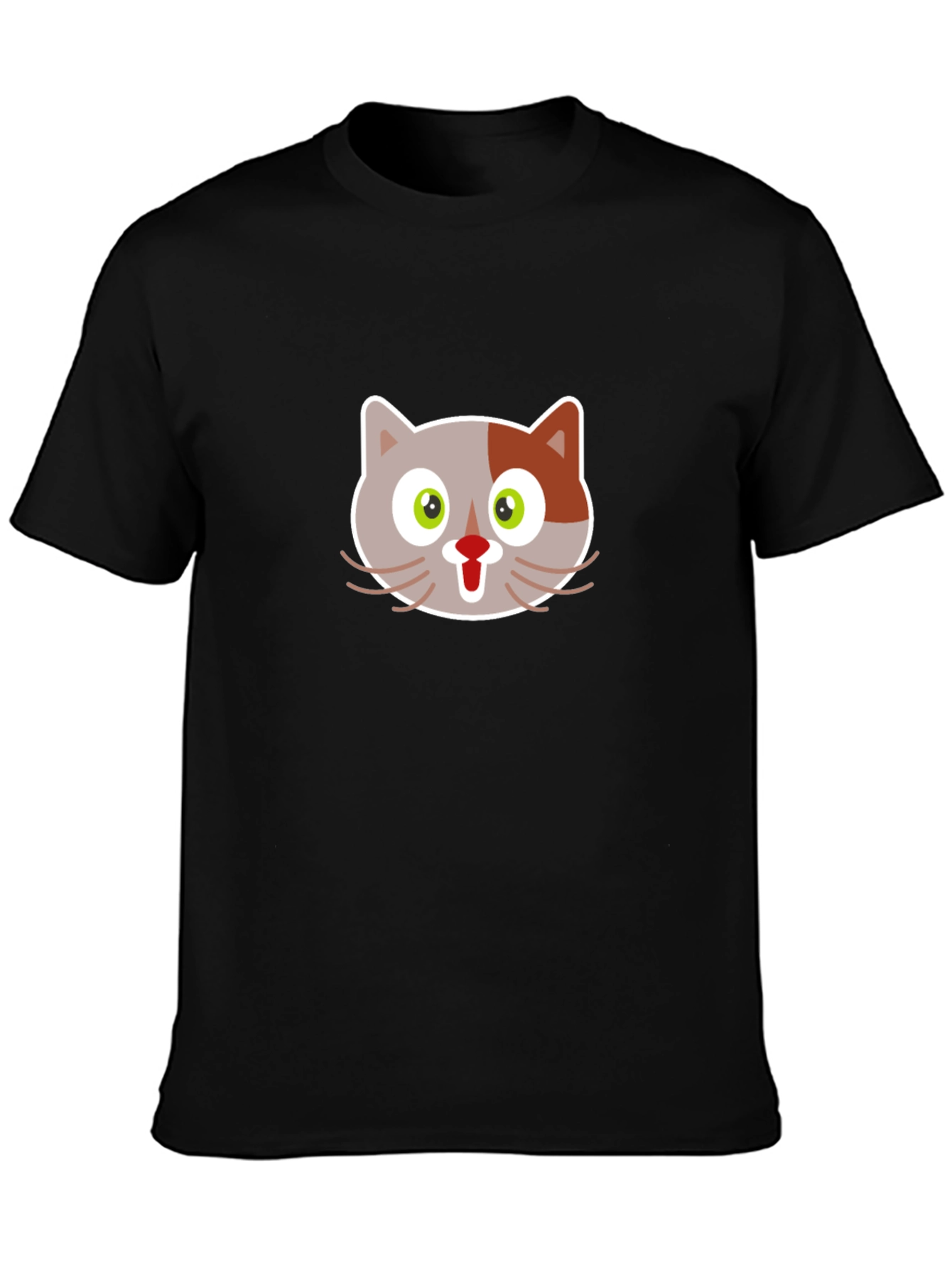 Cartoon Cat Graphic Tee - Black