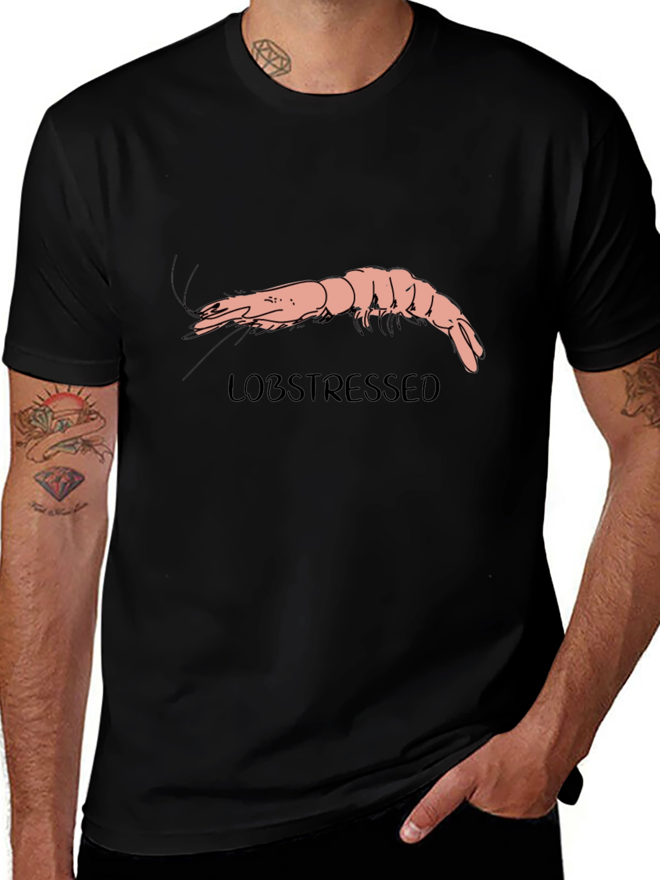 Lobstressed Funny Shrimp Graphic Tee