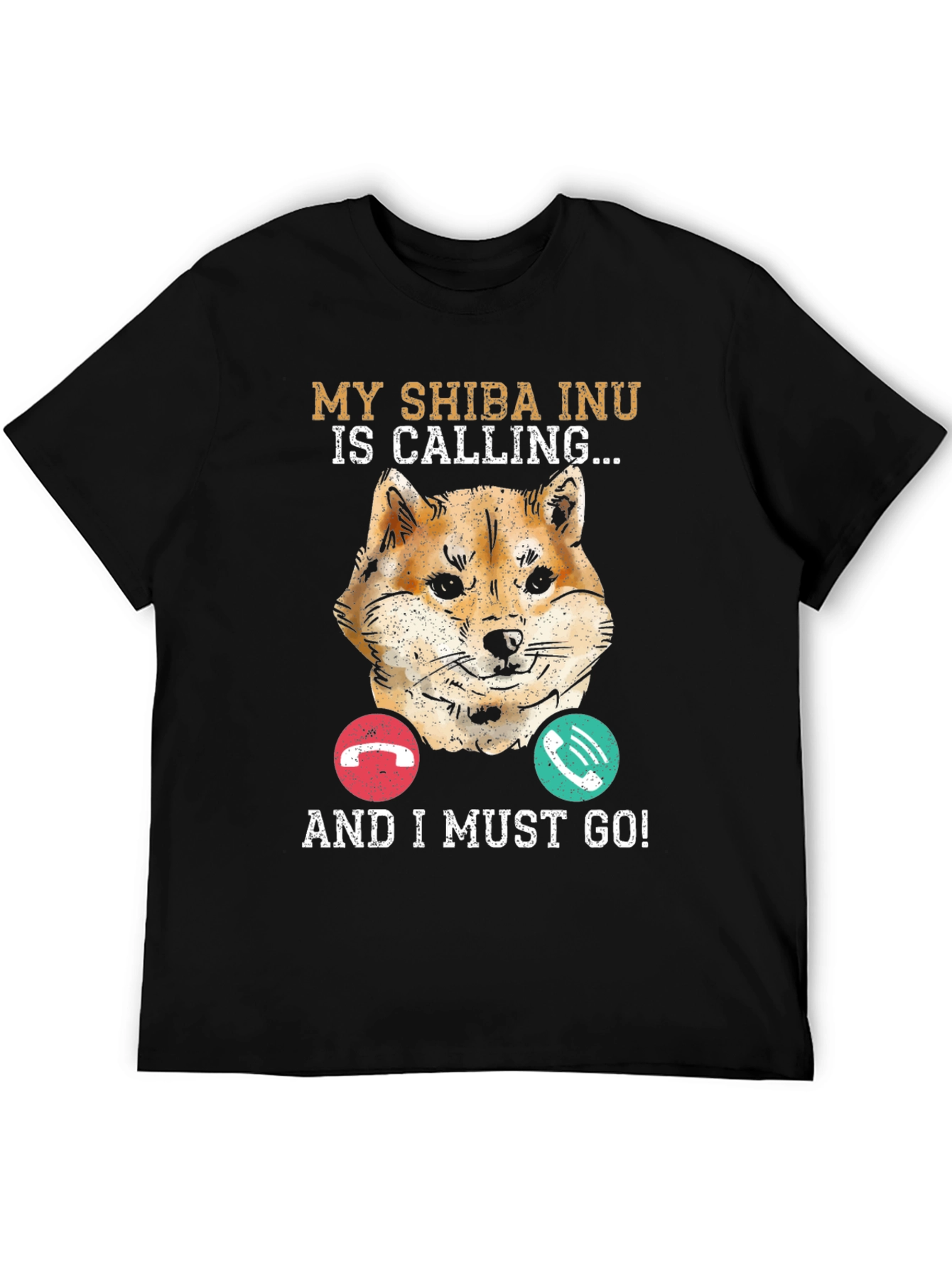 My Shiba Inu is Calling Black T-Shirt