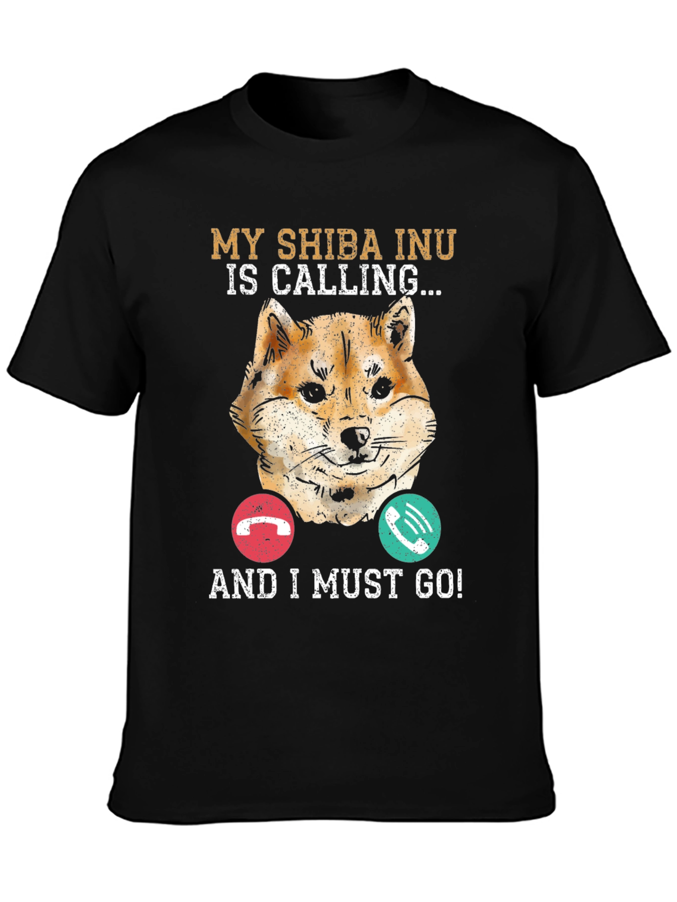 My Shiba Inu is Calling Black T-Shirt