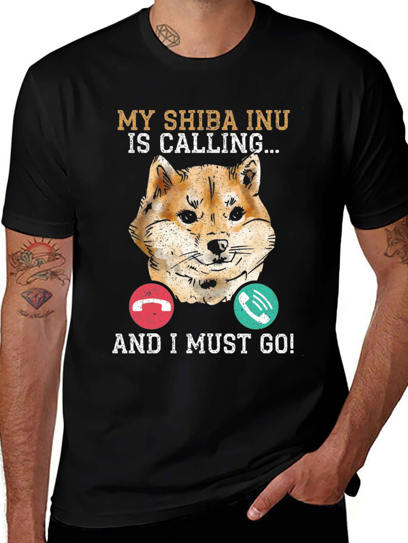 My Shiba Inu is Calling Black T-Shirt