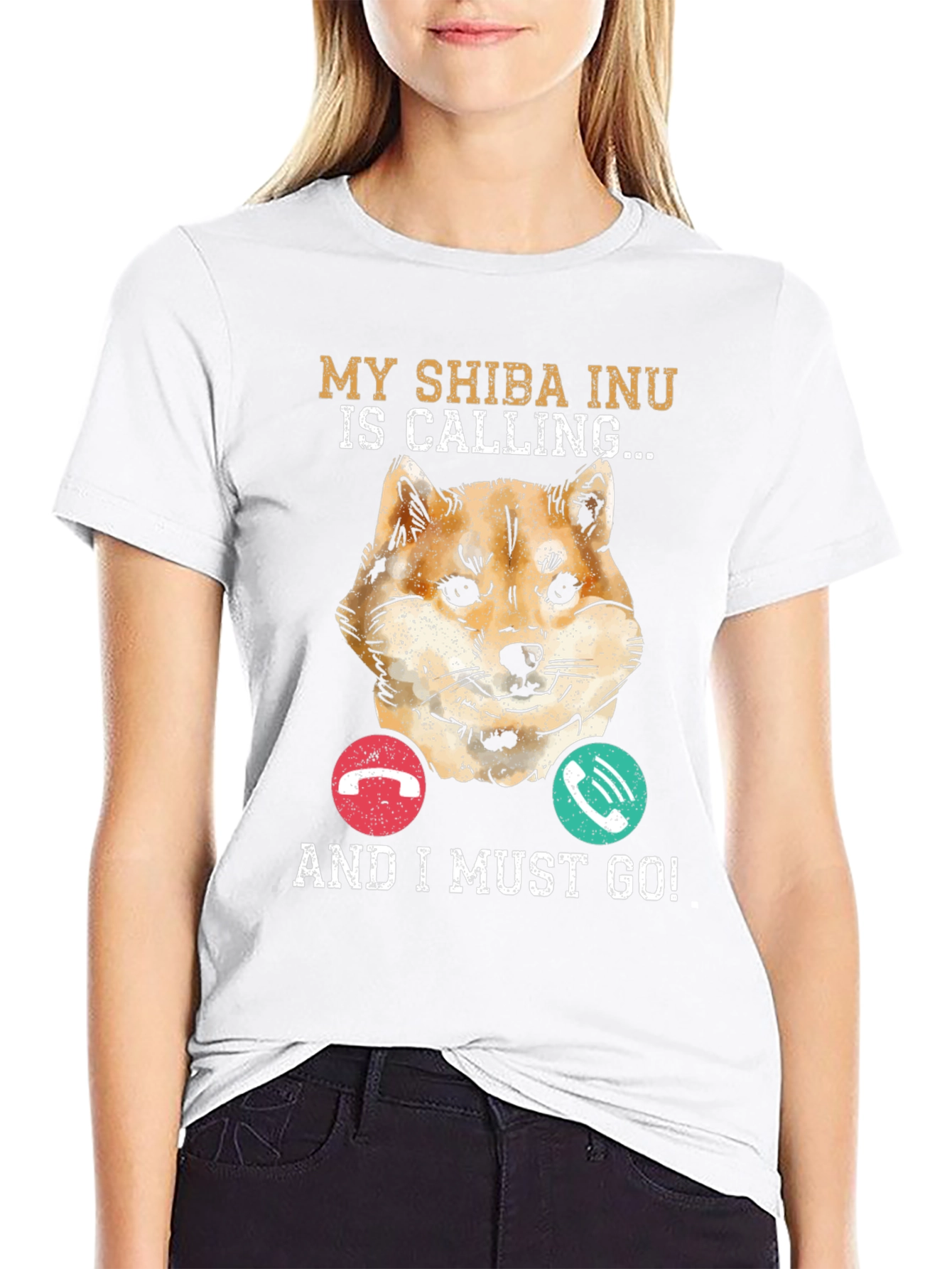 My Shiba Inu is Calling Black T-Shirt