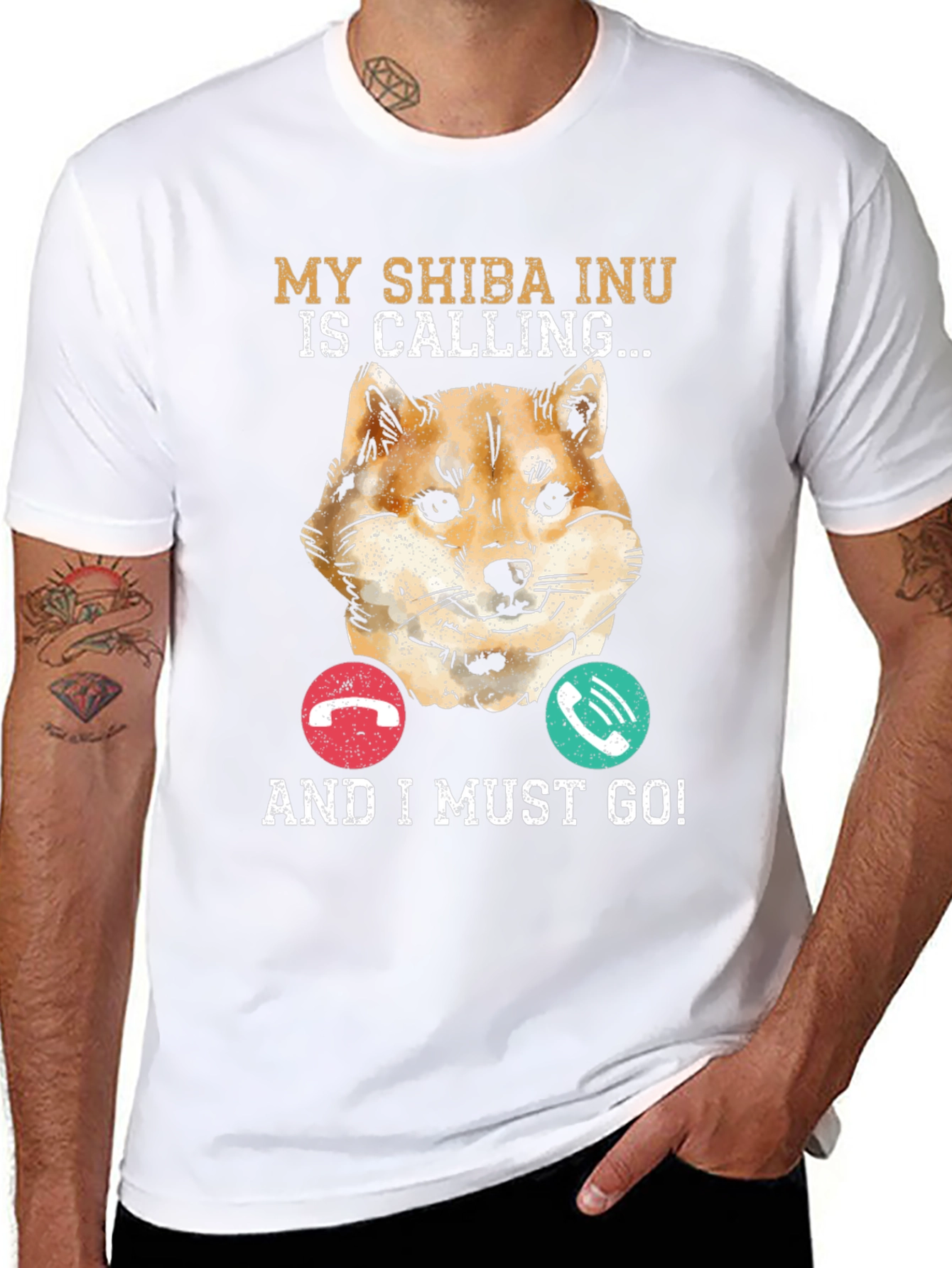 My Shiba Inu is Calling Black T-Shirt