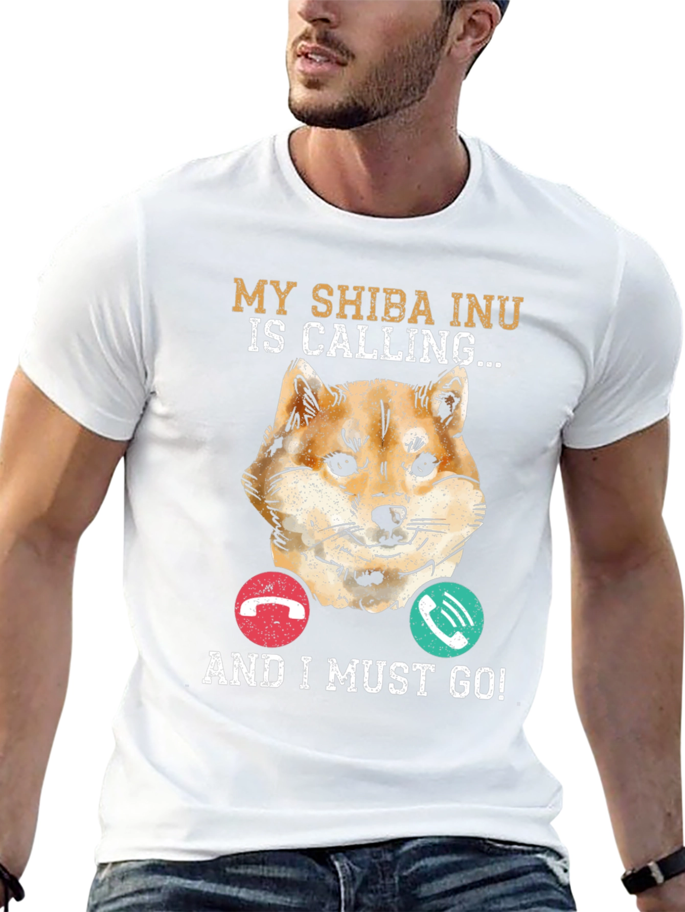My Shiba Inu is Calling Black T-Shirt