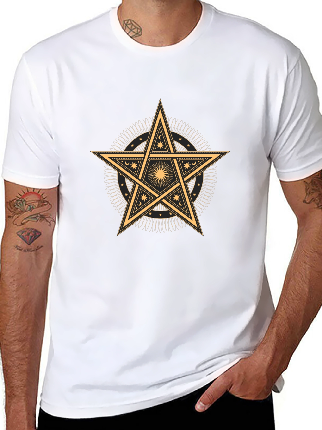 Occult Star Graphic Tee - Black Cotton Blend