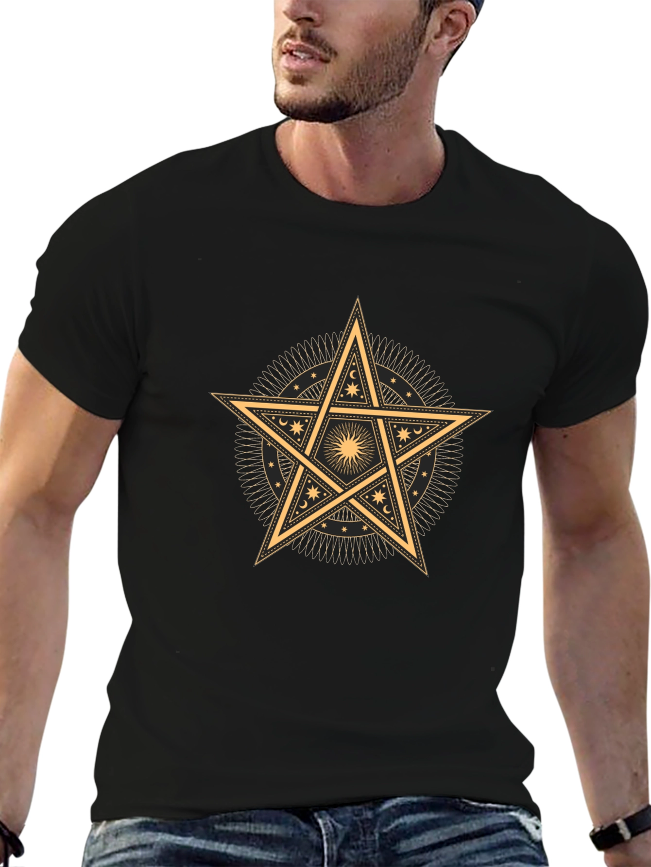 Occult Star Graphic Tee - Black Cotton Blend