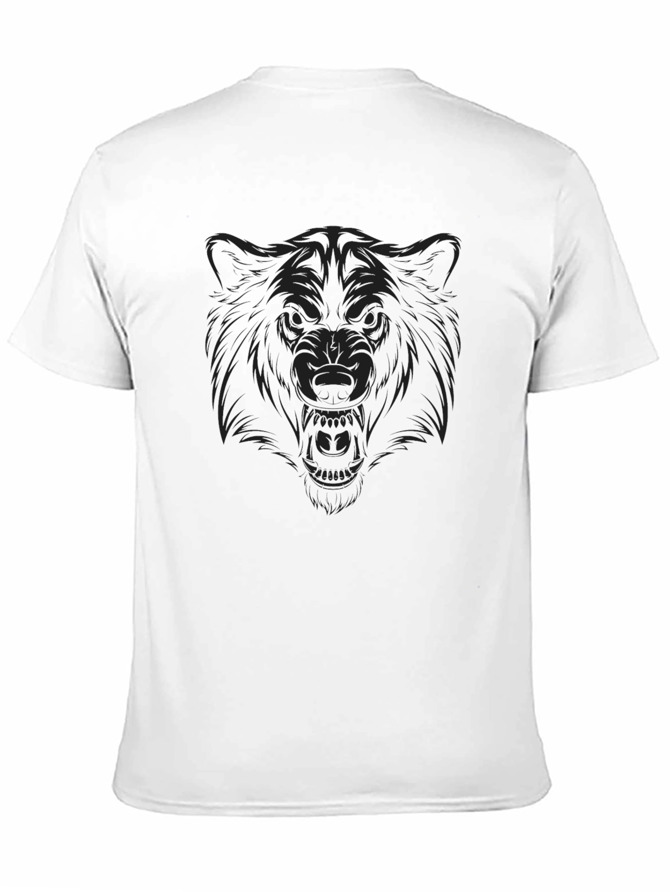 Mens Black T-Shirt with Wolf Graphic