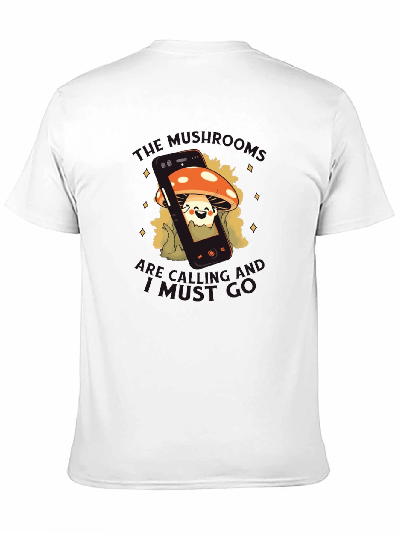 Mushroom Smartphone Graphic Tee - Black Cotton Blend