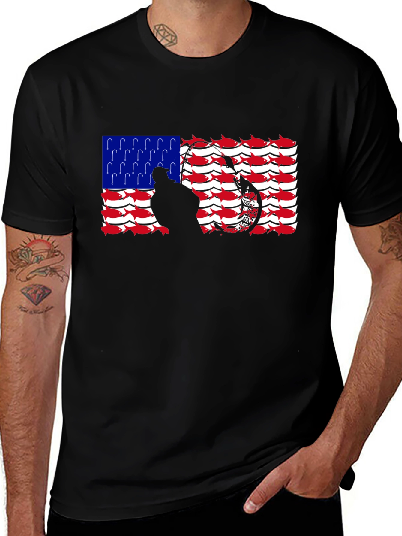 Patriotic Fishing Hook T-Shirt