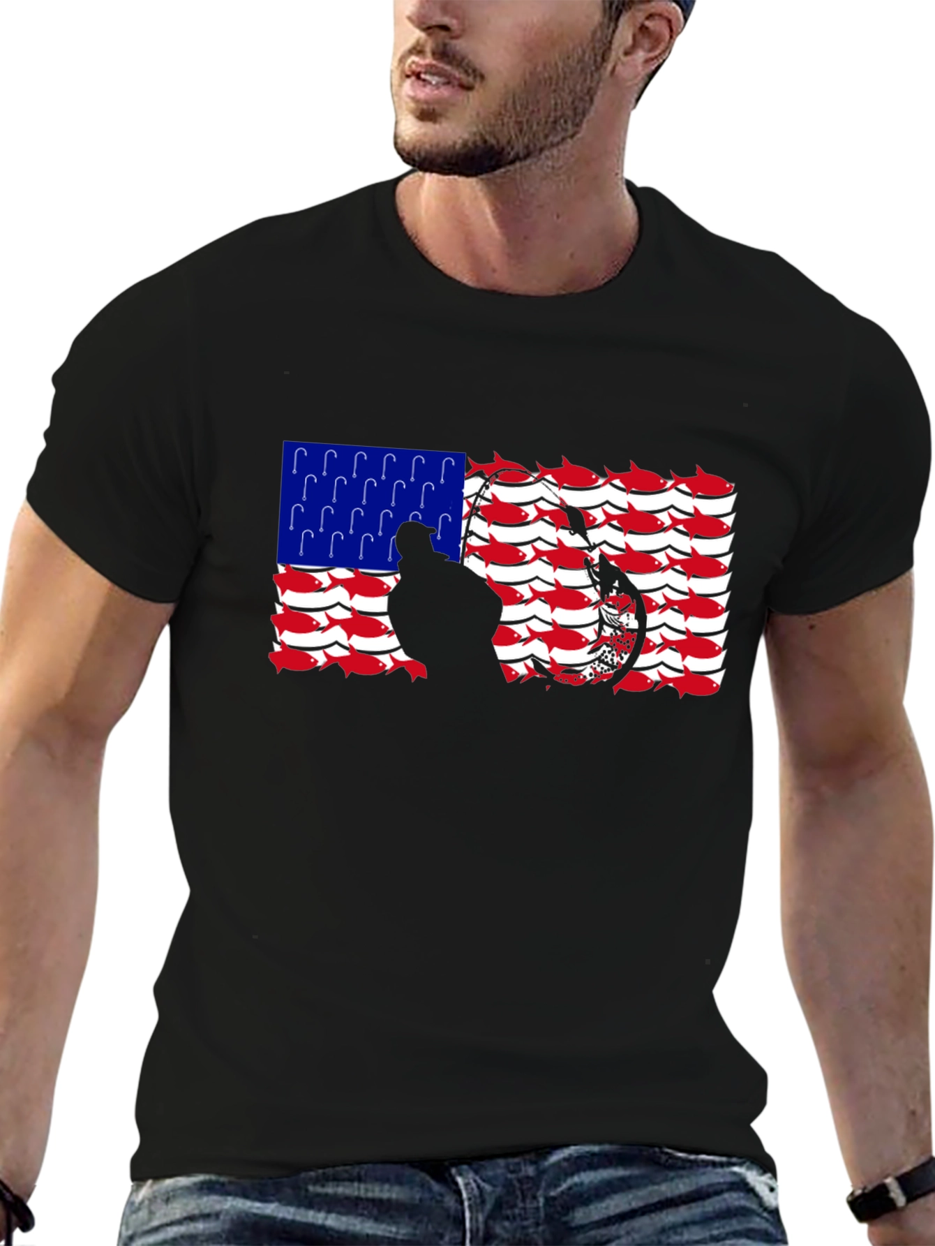 Patriotic Fishing Hook T-Shirt