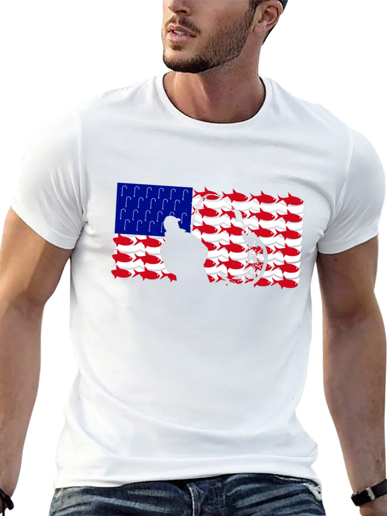 Patriotic Fishing Hook T-Shirt