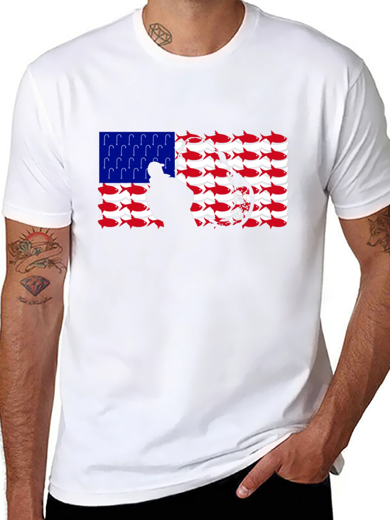 Patriotic Fishing Hook T-Shirt