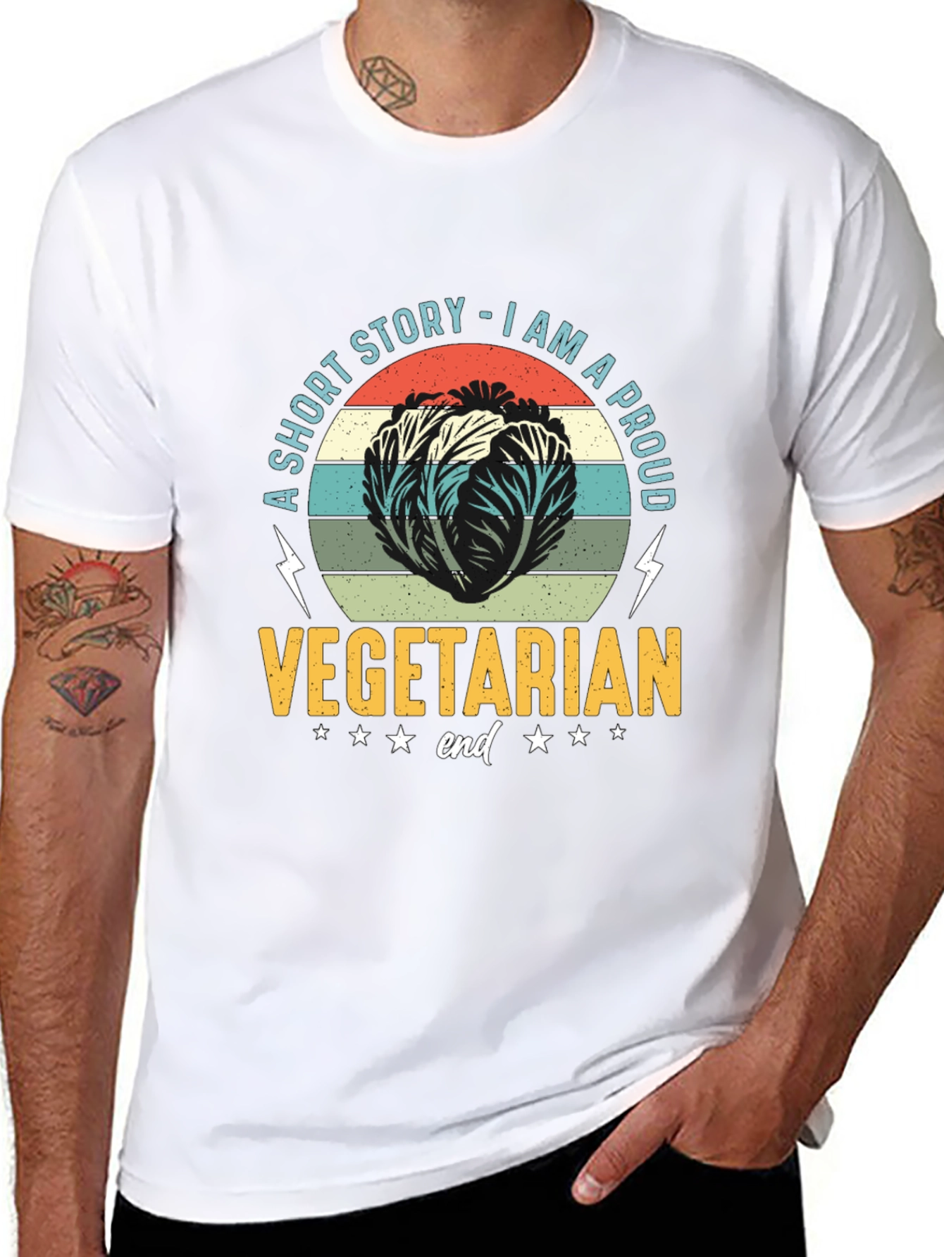 Proud Vegetarian T-Shirt - Cabbage Design