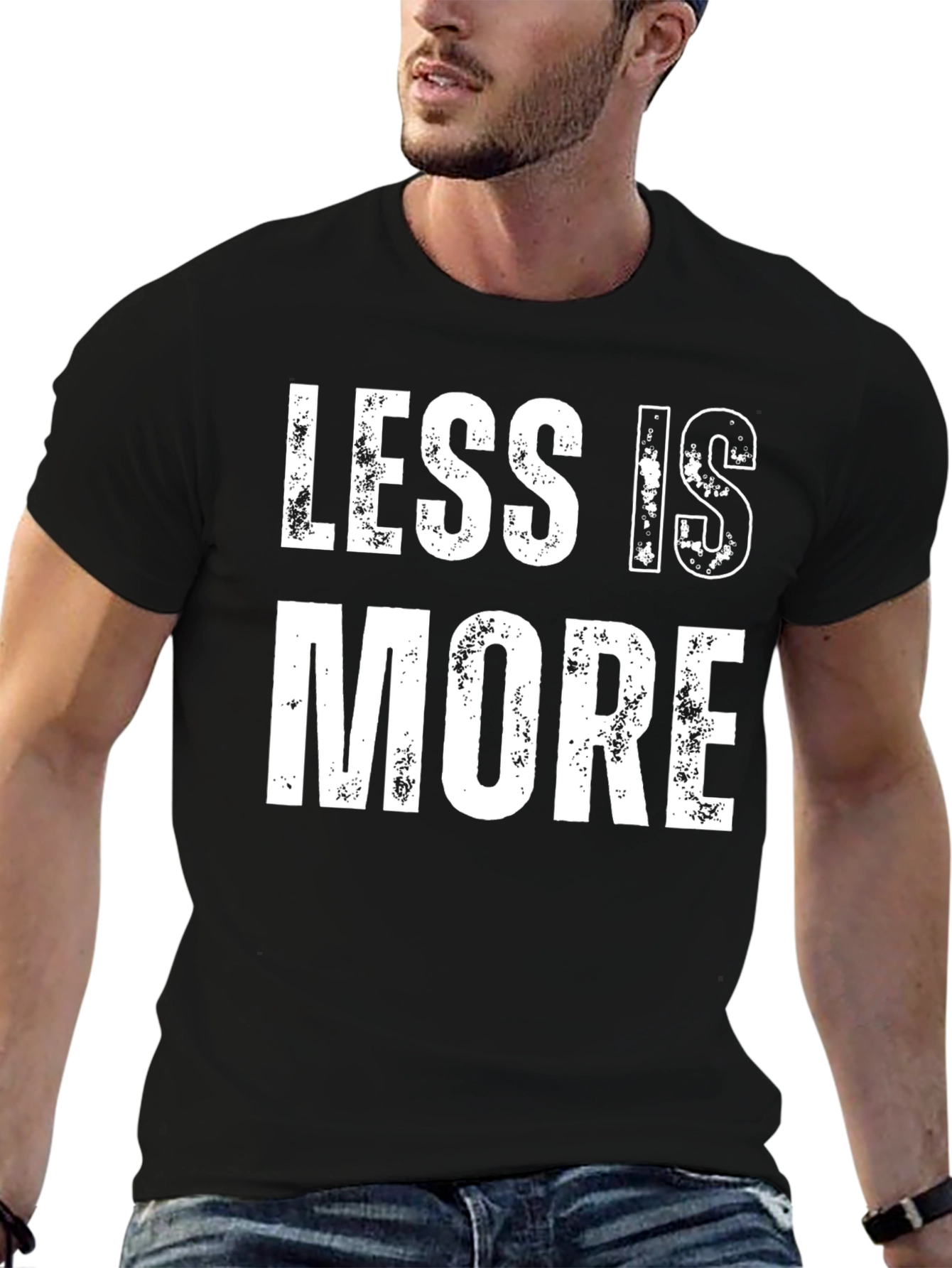 Less is More Graphic Print Black T-Shirt