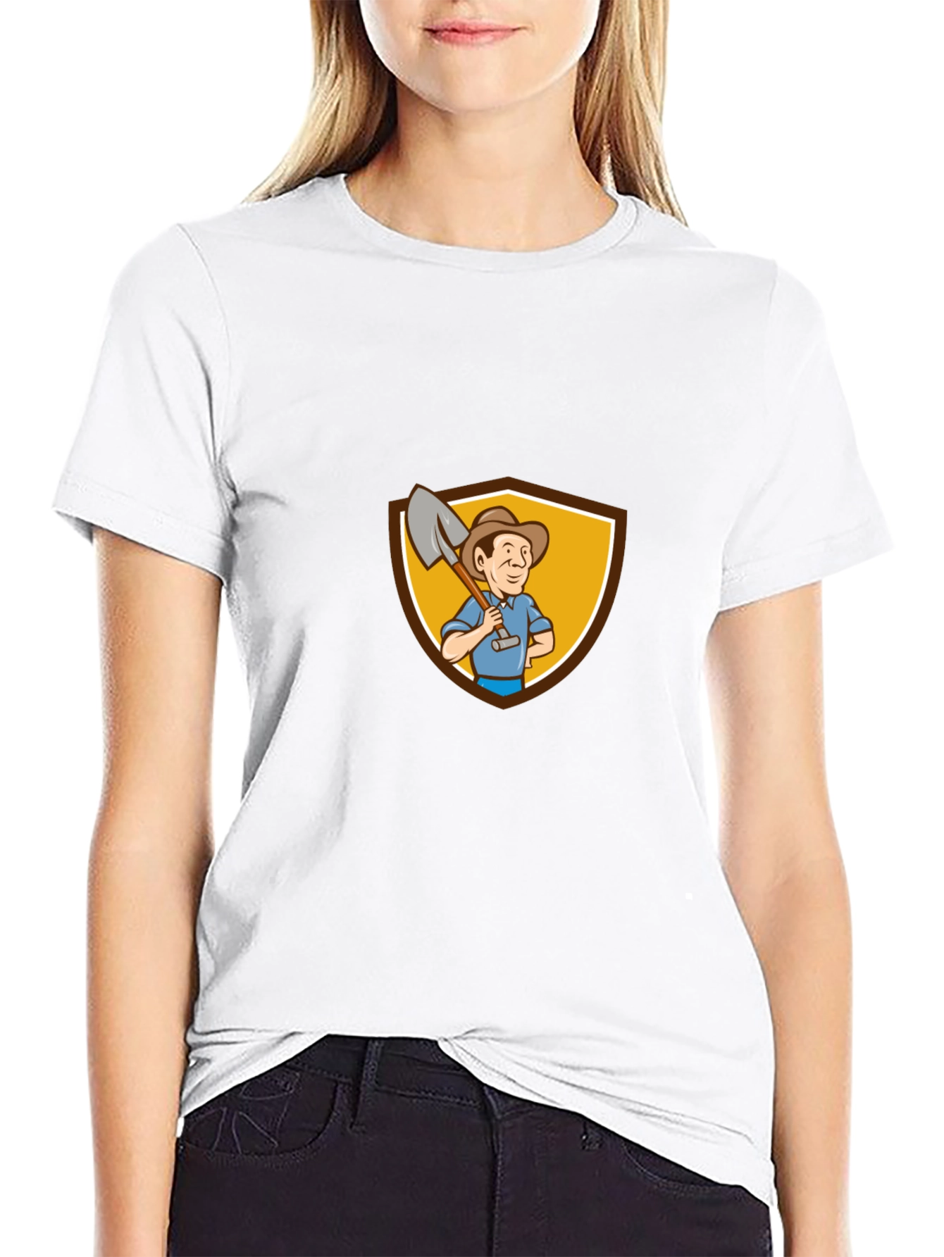 Gardener Cartoon Graphic Tee - Black Cotton T-Shirt