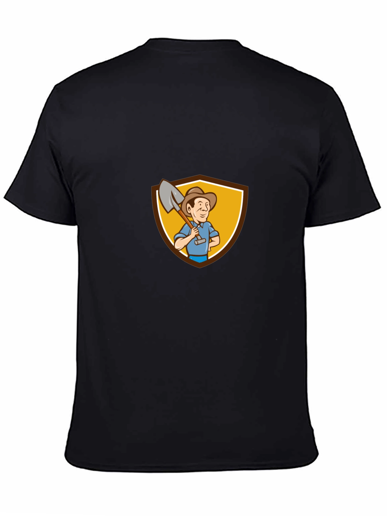 Gardener Cartoon Graphic Tee - Black Cotton T-Shirt