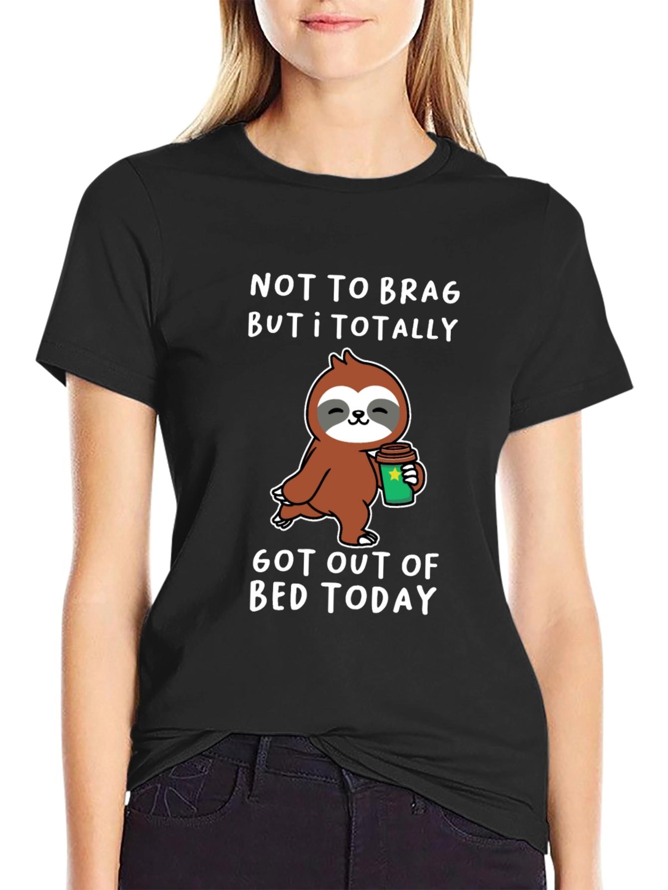 Funny Sloth Coffee T-Shirt: Got Out of Bed Today