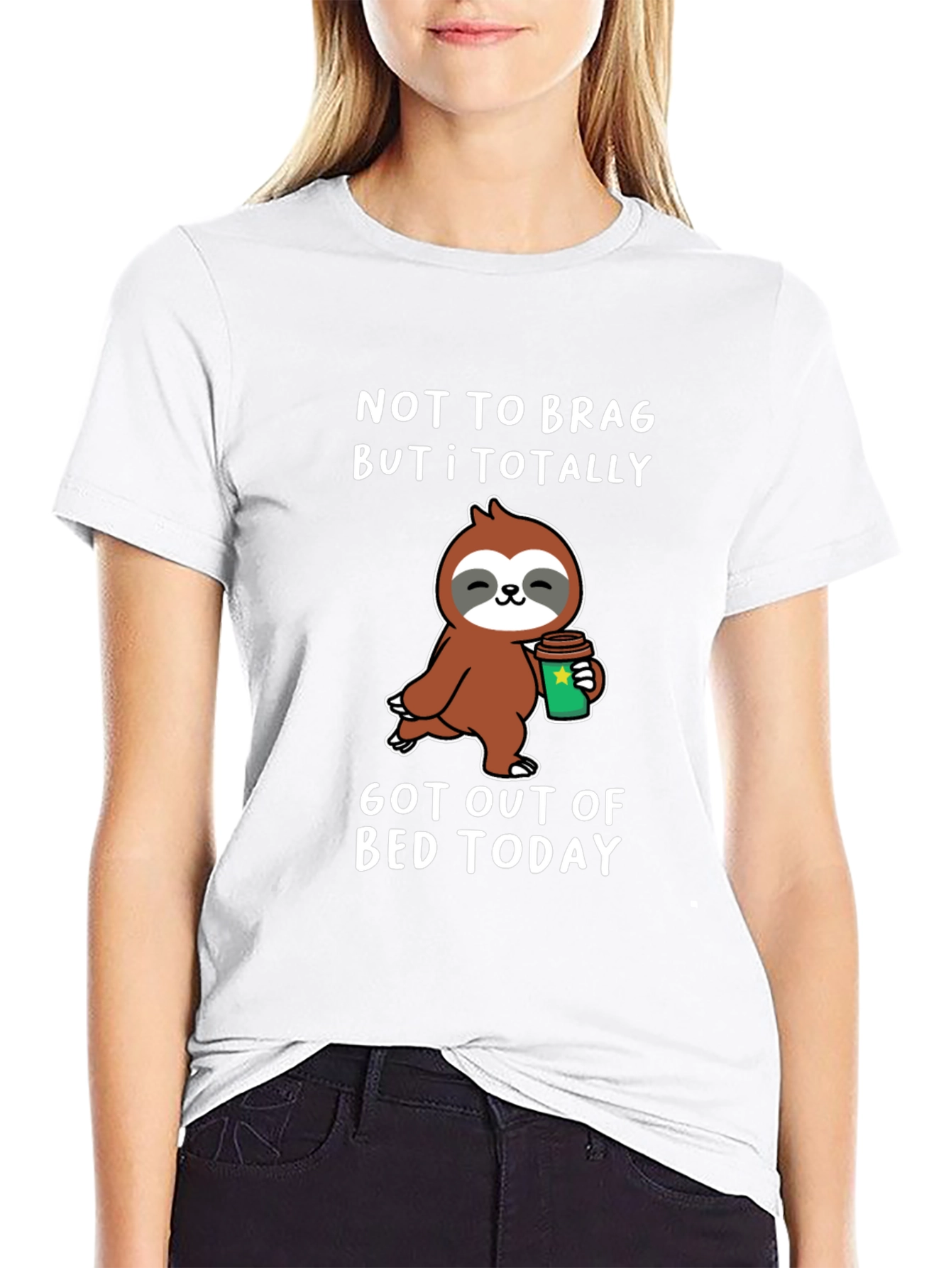 Funny Sloth Coffee T-Shirt: Got Out of Bed Today