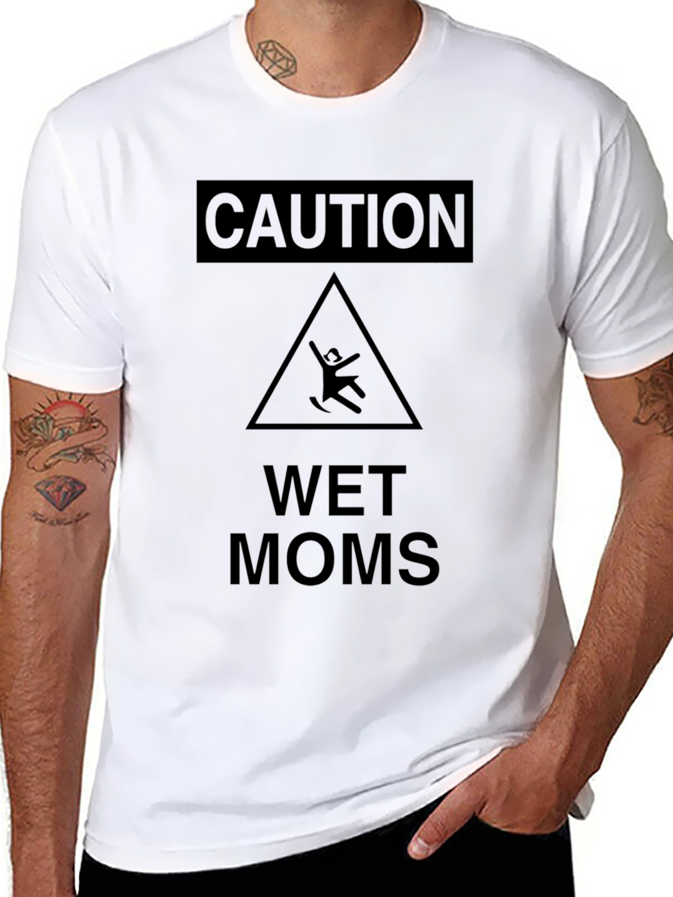 Caution Wet Moms Graphic Novelty T-Shirt