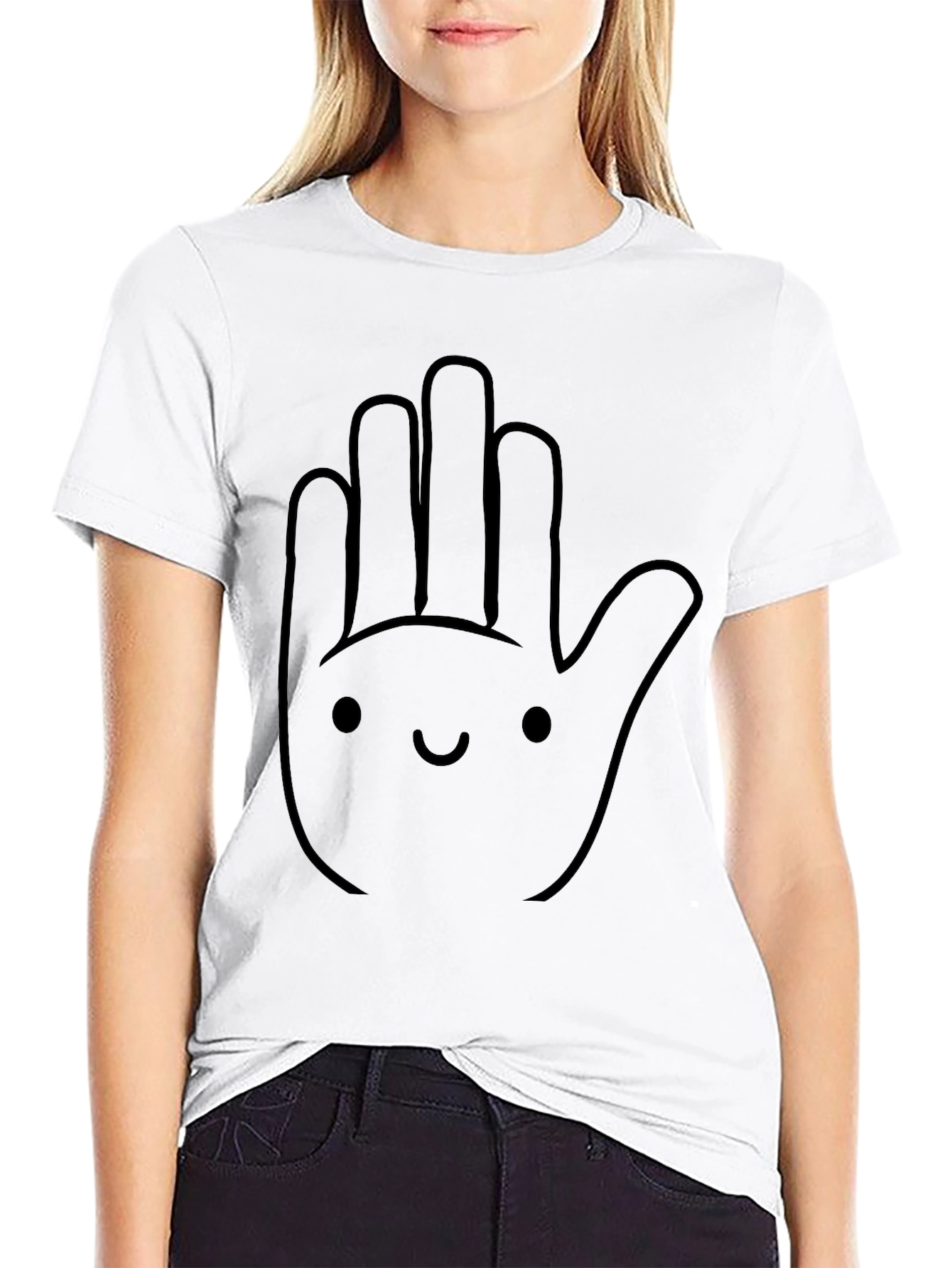 Funny Hand Graphic Tee - Casual Black T-Shirt
