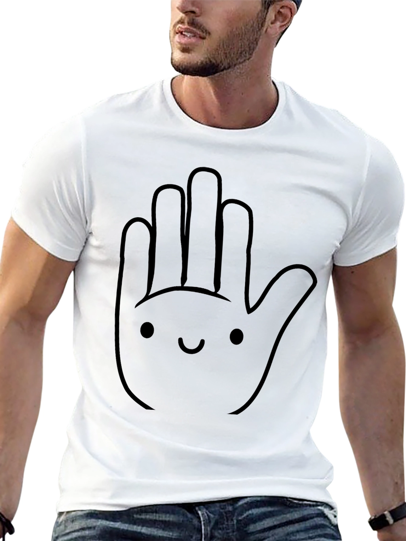 Funny Hand Graphic Tee - Casual Black T-Shirt