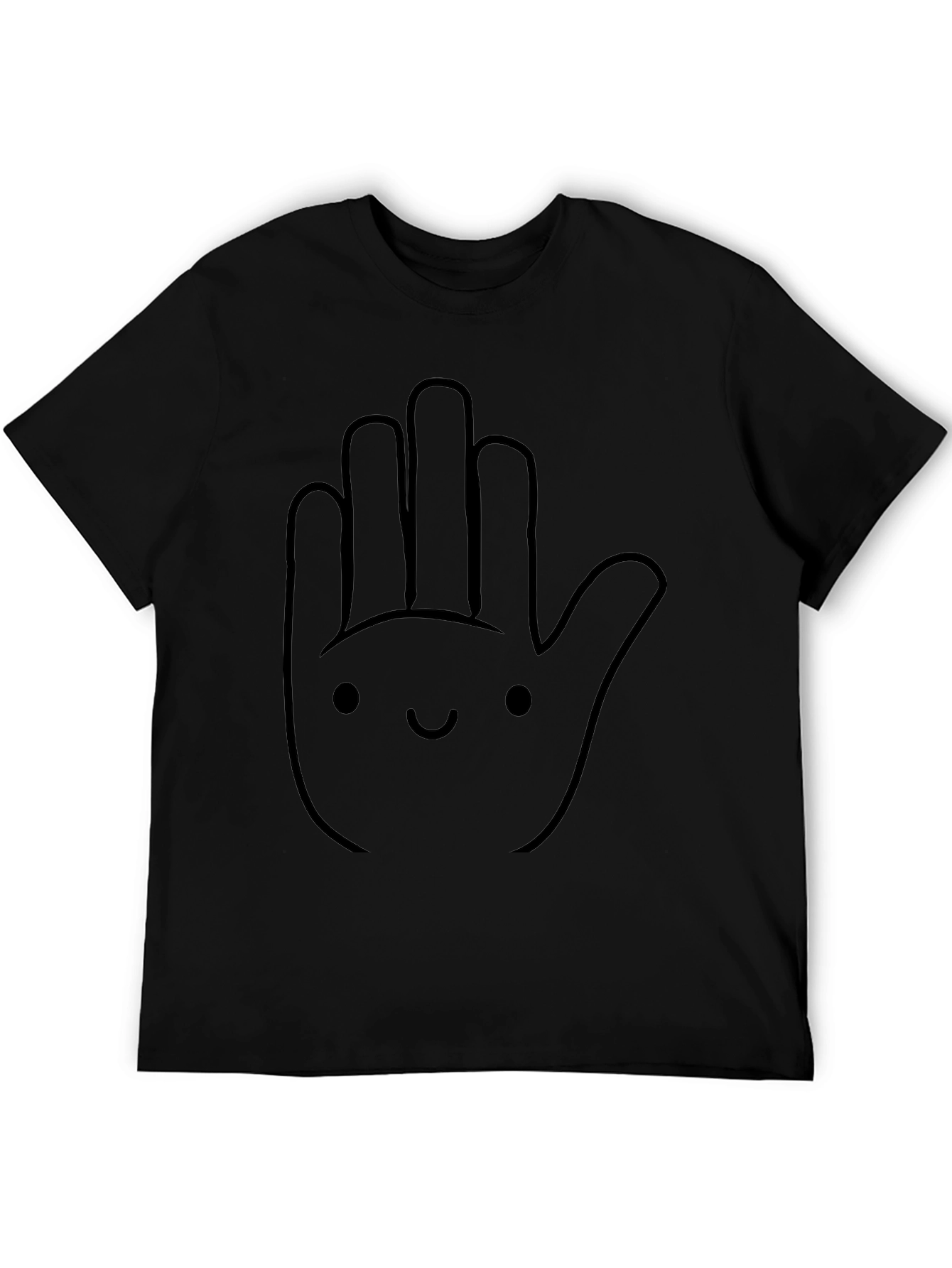 Funny Hand Graphic Tee - Casual Black T-Shirt