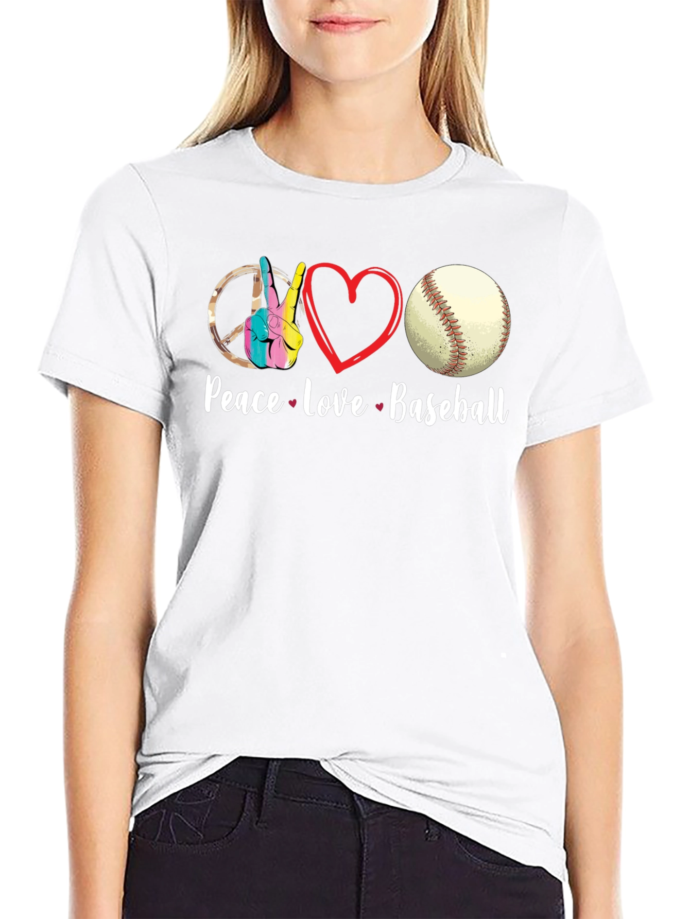 Peace Love Baseball T-Shirt