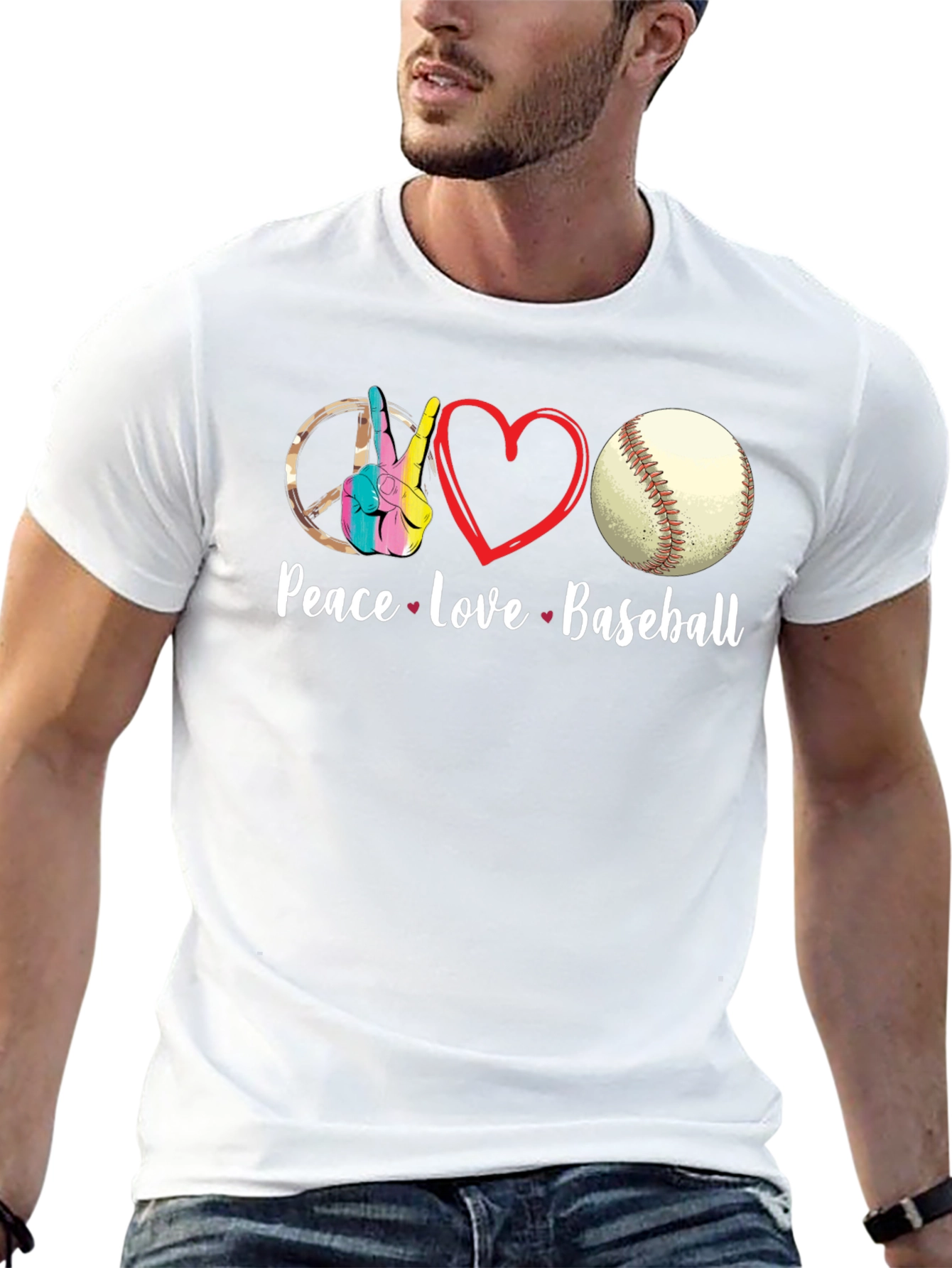 Peace Love Baseball T-Shirt
