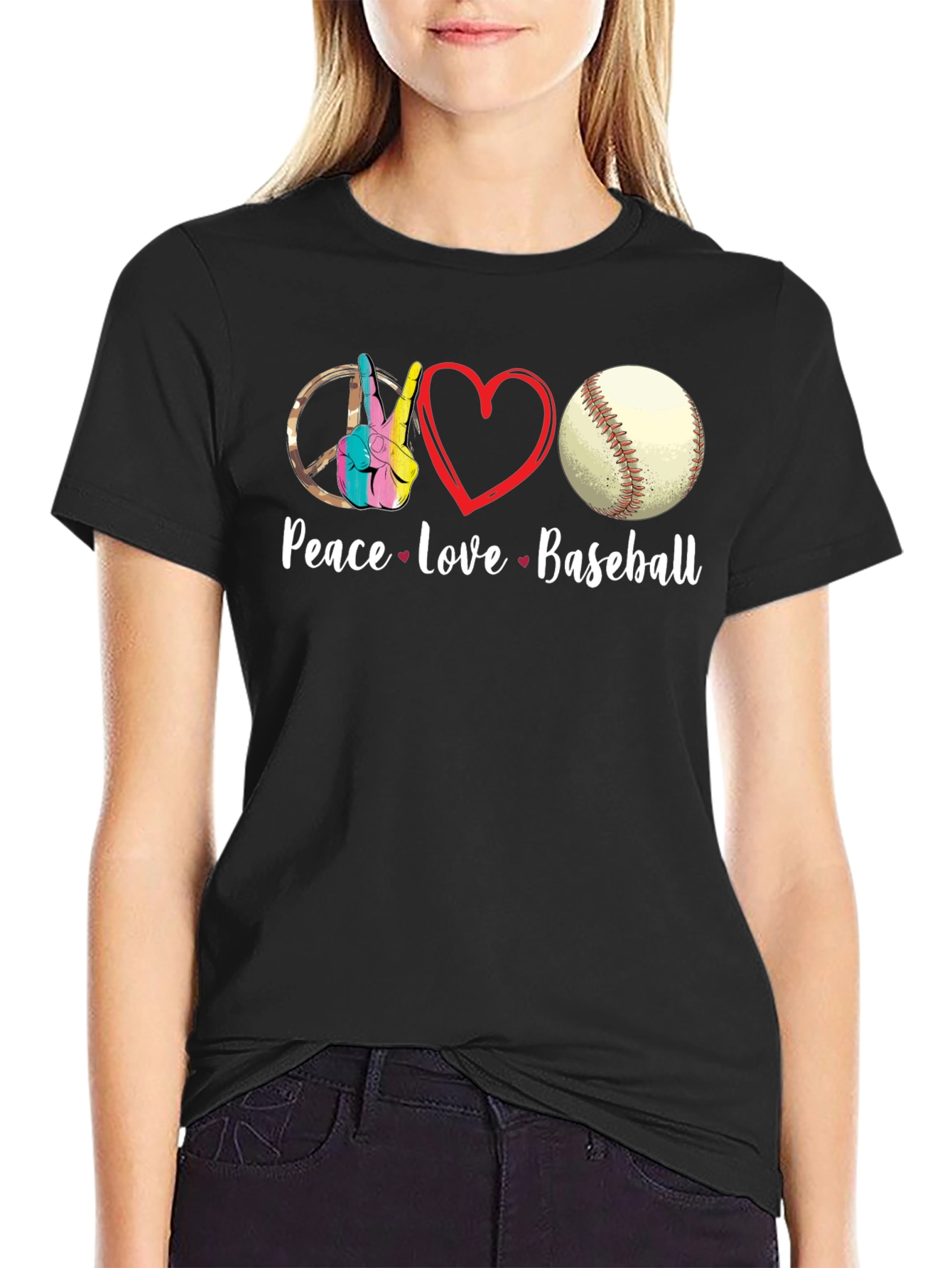 Peace Love Baseball T-Shirt