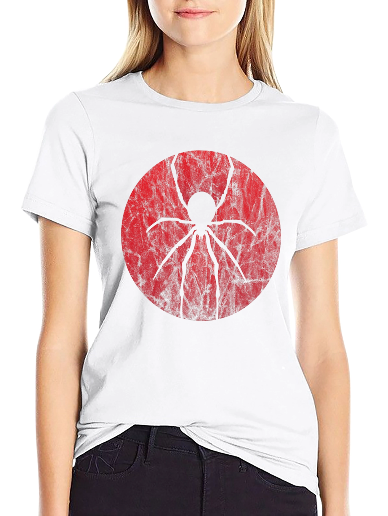 Spider Graphic Tee - Black Cotton Blend Shirt