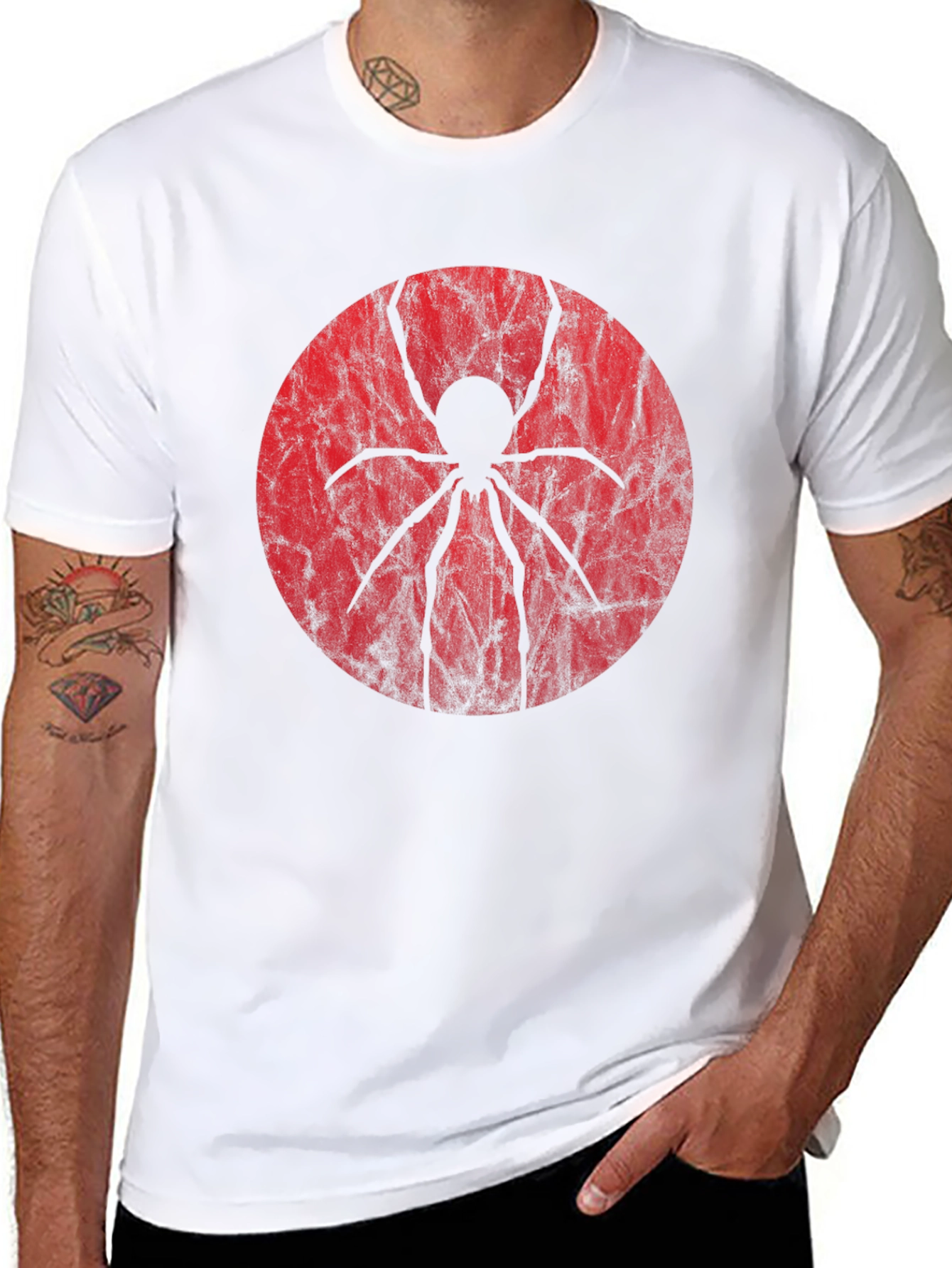 Spider Graphic Tee - Black Cotton Blend Shirt