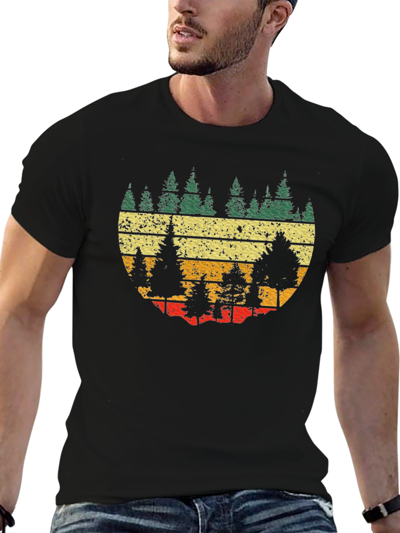 Retro Forest Graphic Tee - Black