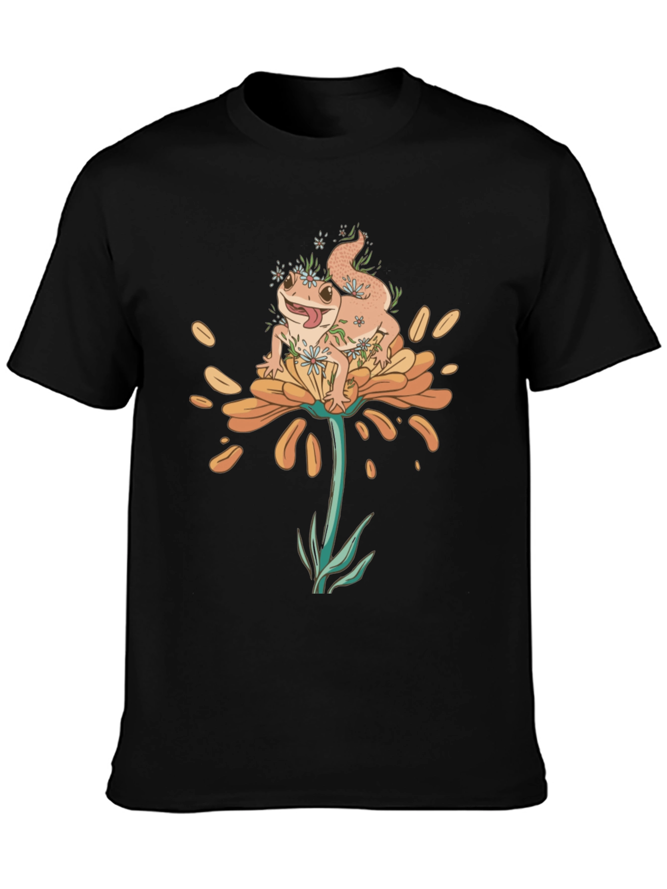 Gecko Flower T-Shirt - Unique Graphic Tee
