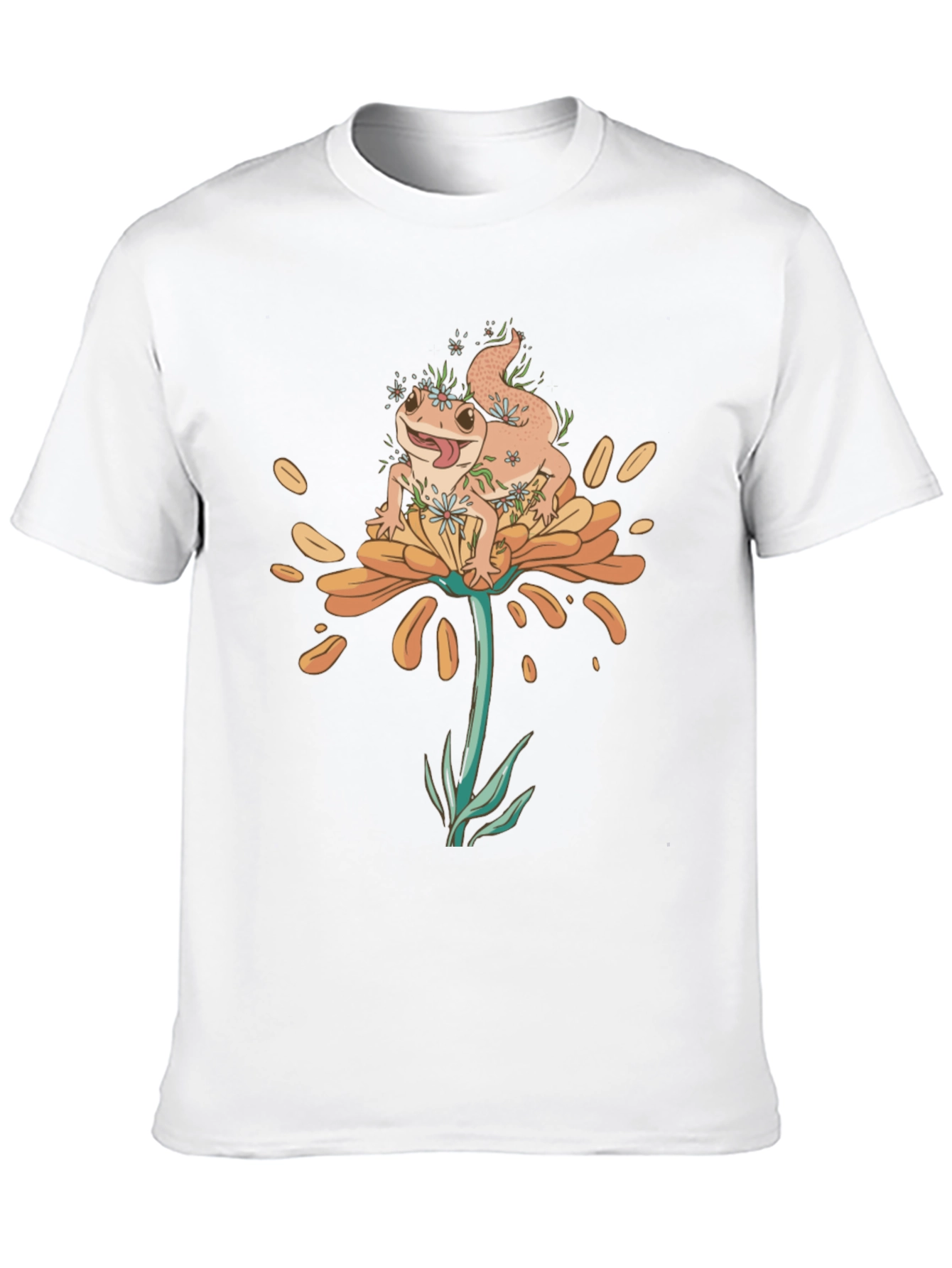 Gecko Flower T-Shirt - Unique Graphic Tee