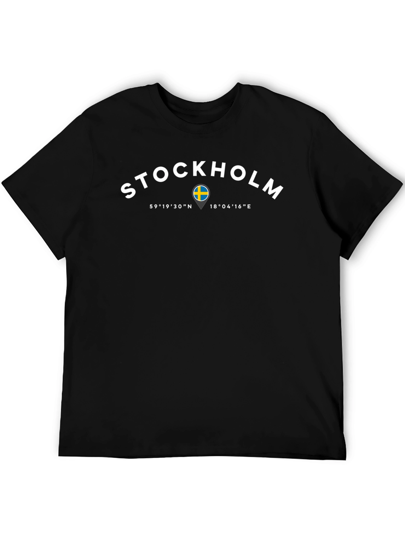 Stockholm Sweden Coordinates Mens Black T-Shirt