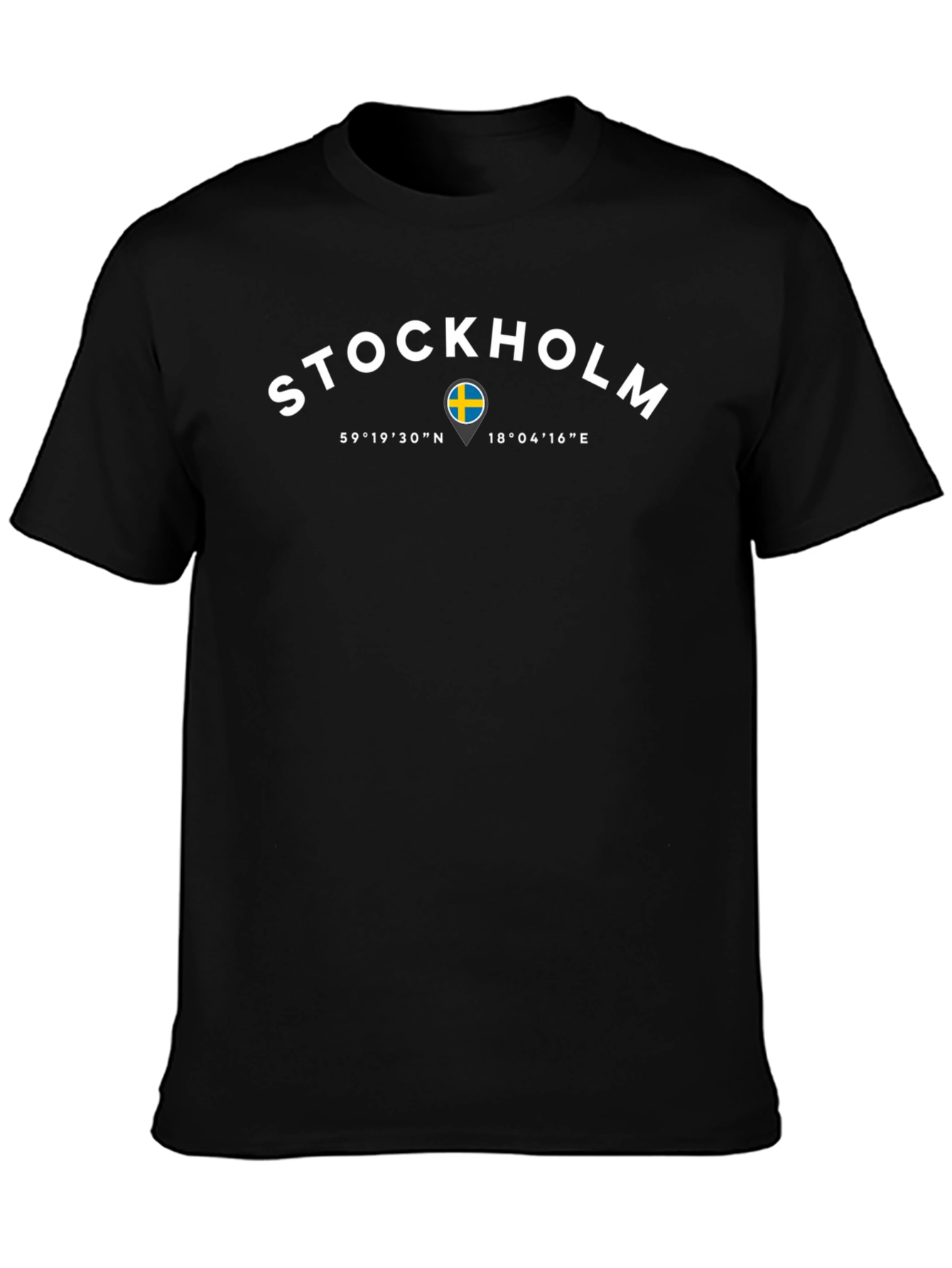 Stockholm Sweden Coordinates Mens Black T-Shirt