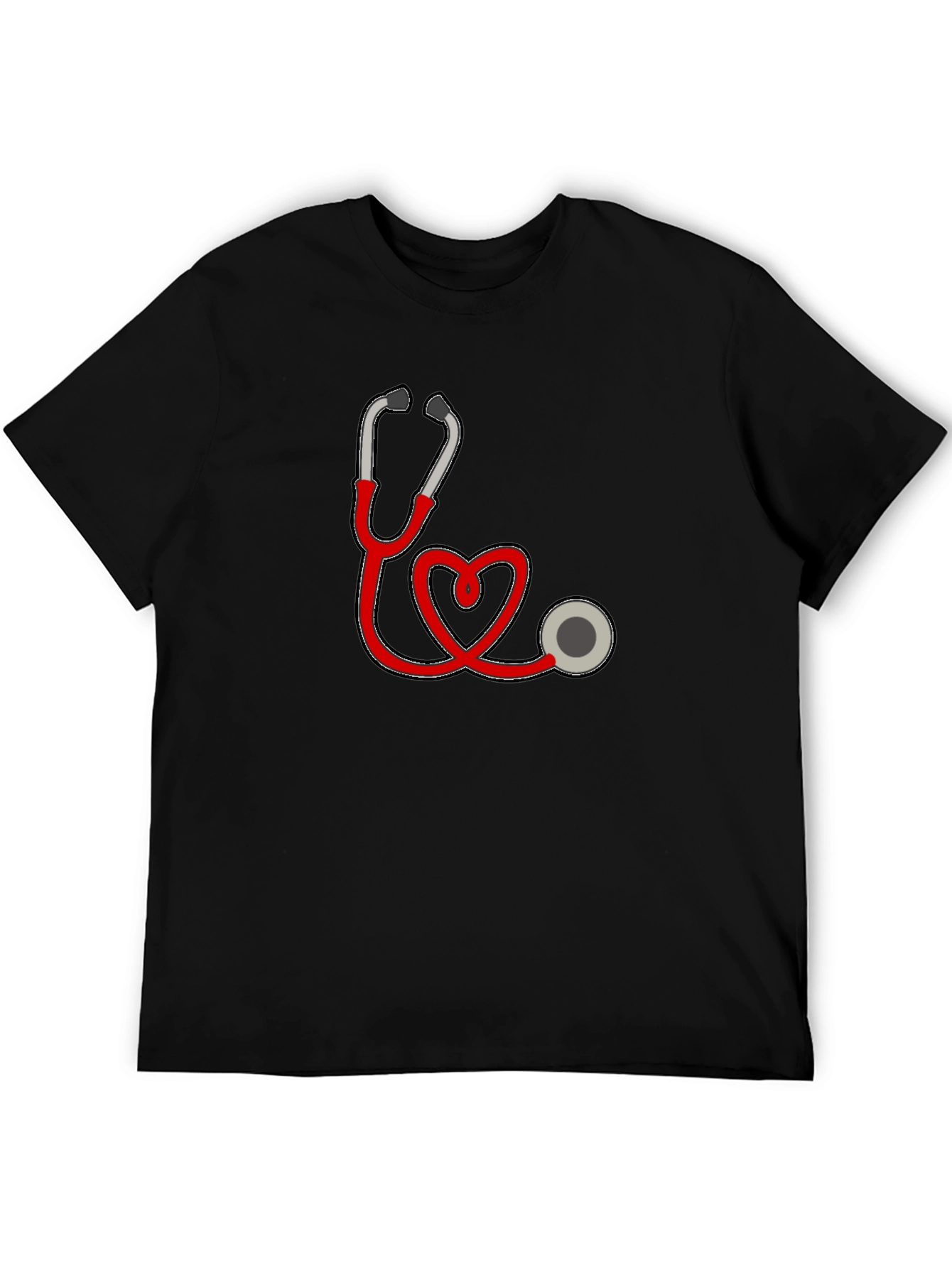 Heart Stethoscope Graphic Black T-Shirt