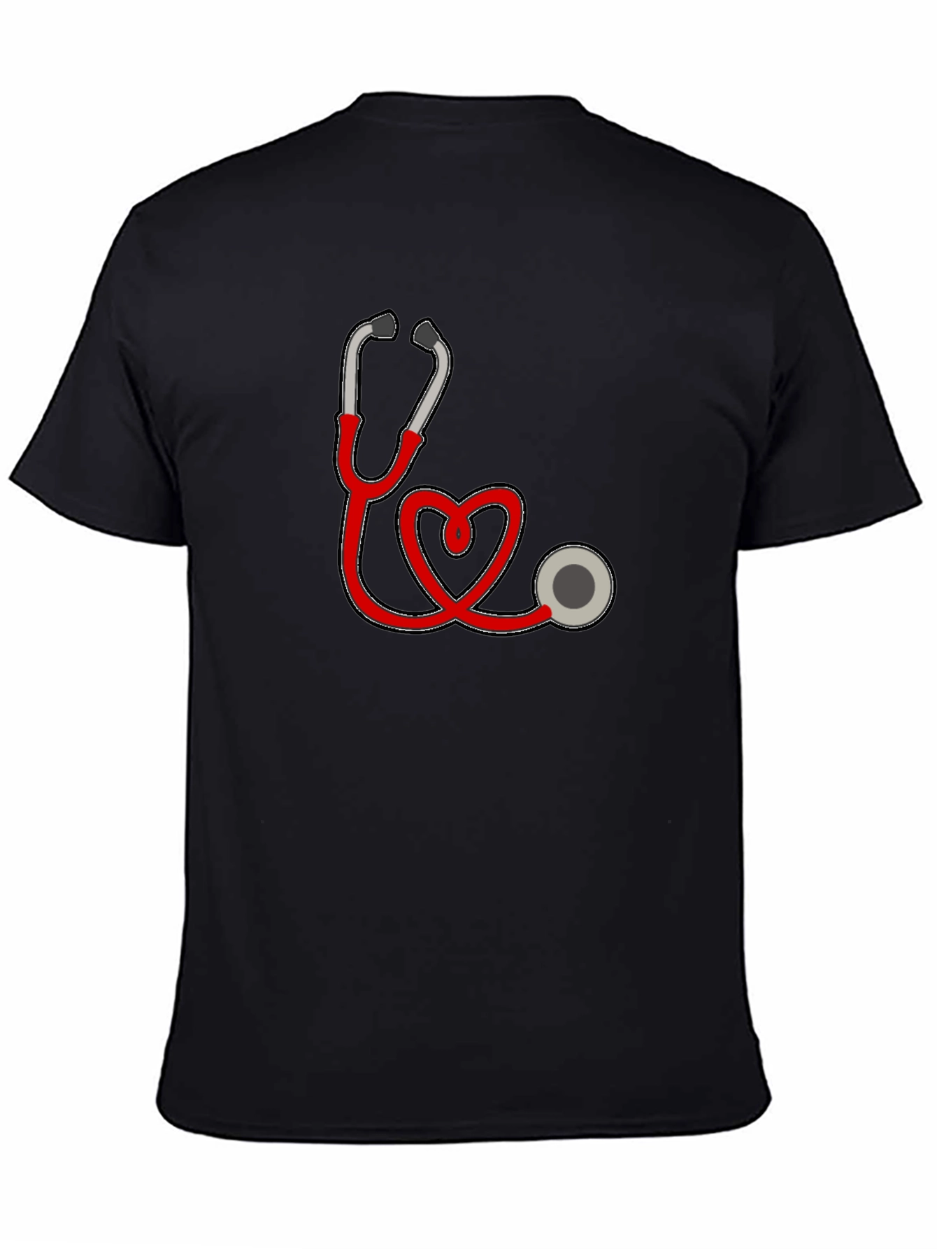 Heart Stethoscope Graphic Black T-Shirt