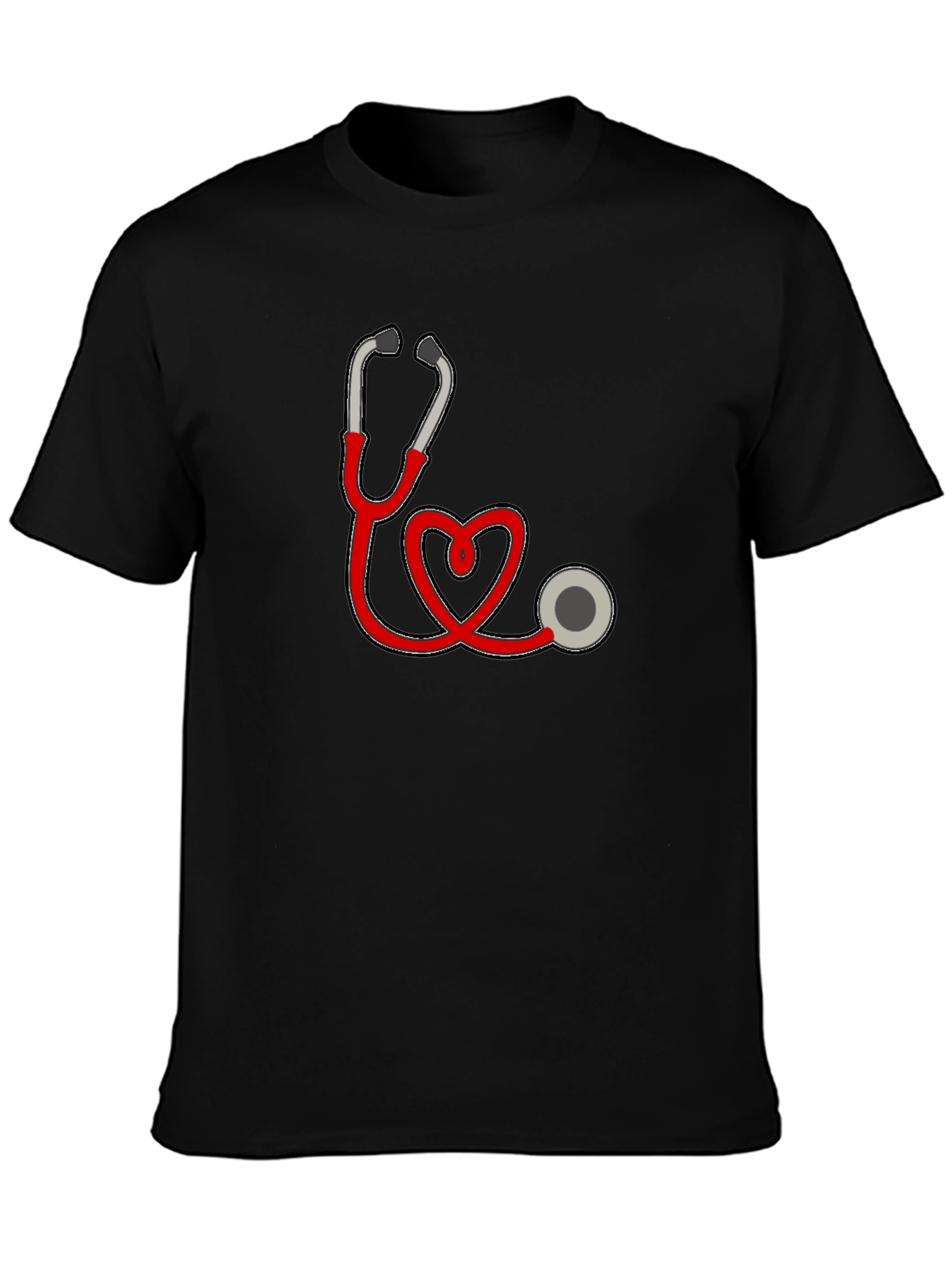 Heart Stethoscope Graphic Black T-Shirt