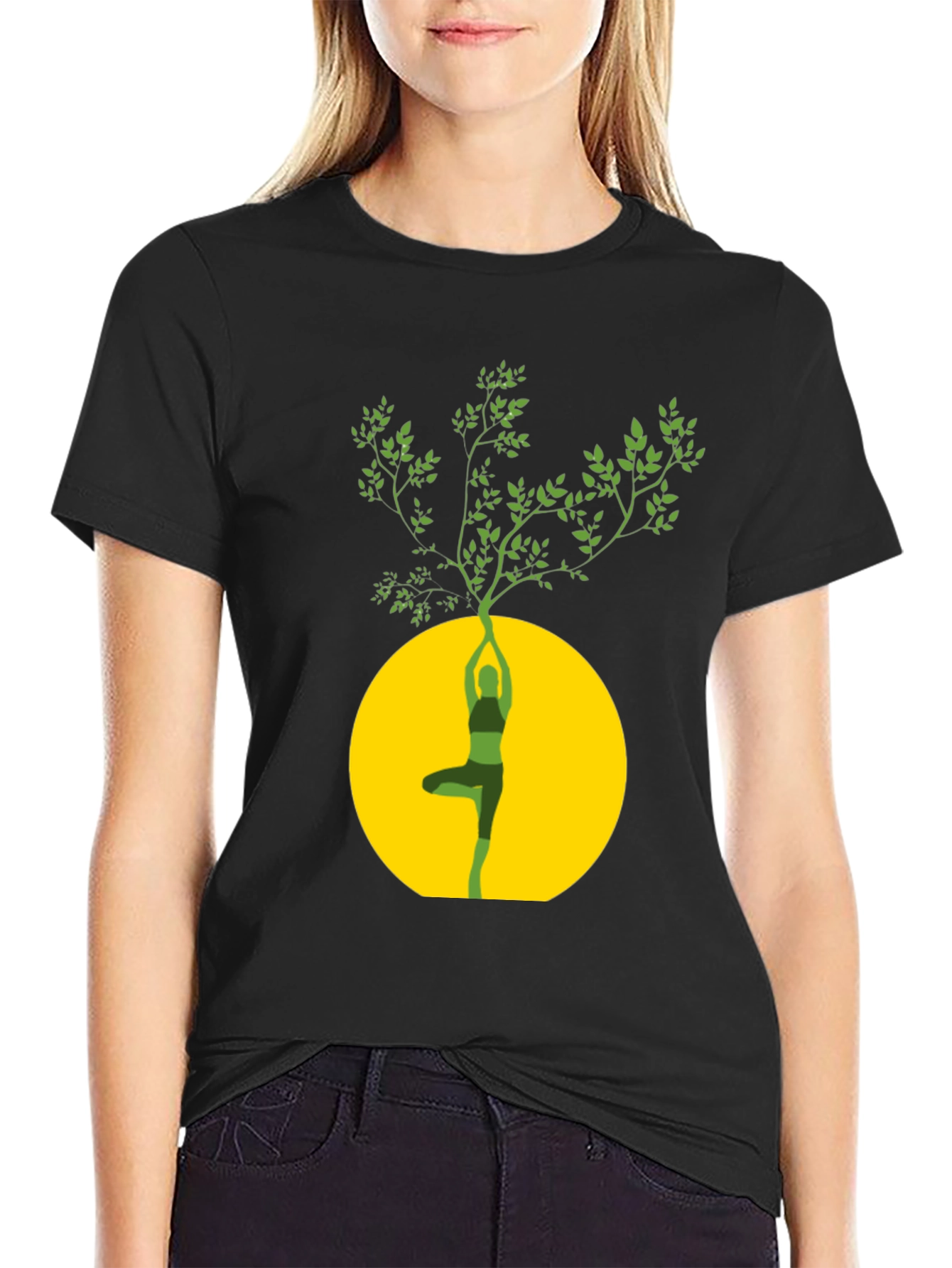 Yoga Tree Graphic Black T-Shirt