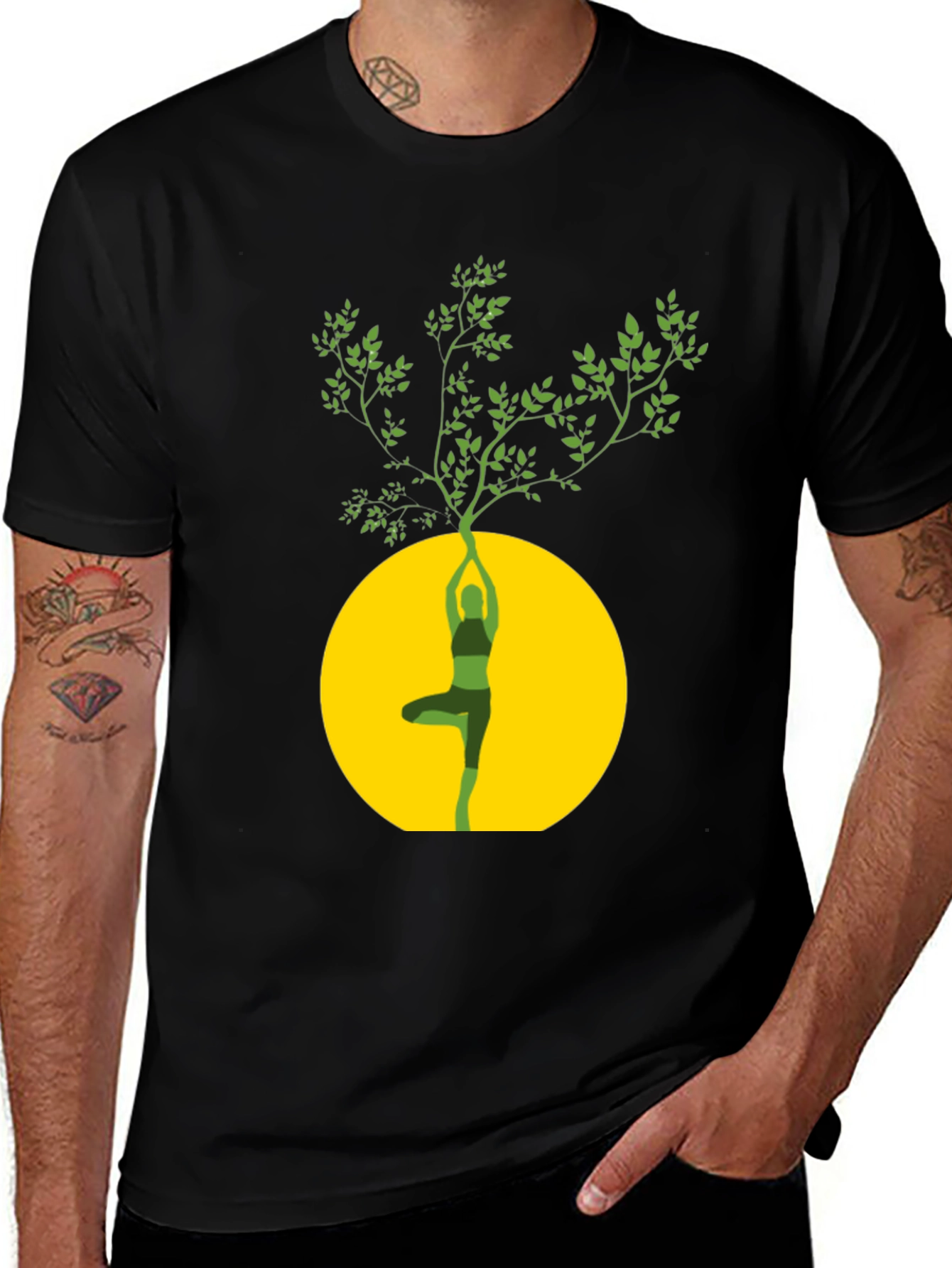 Yoga Tree Graphic Black T-Shirt