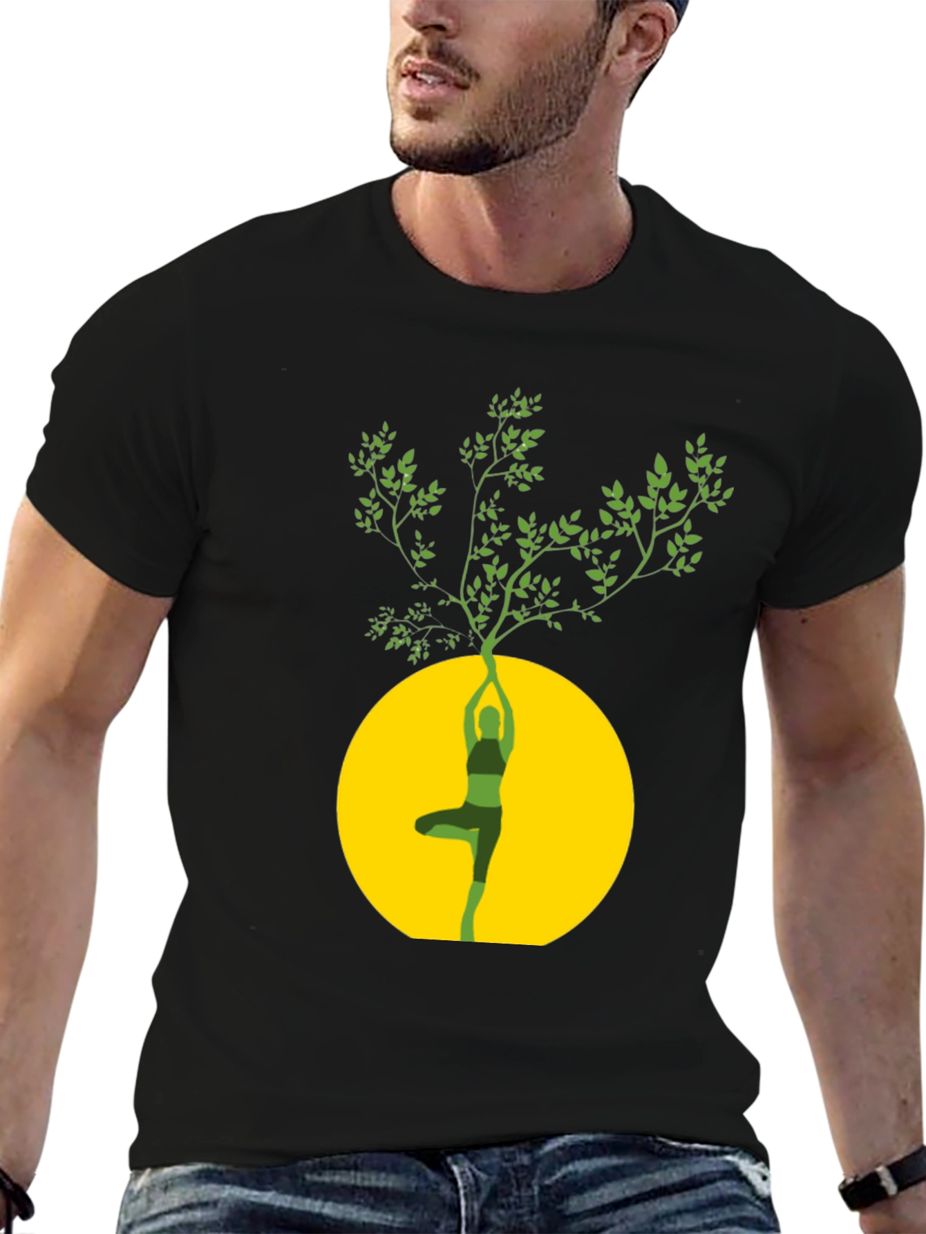 Yoga Tree Graphic Black T-Shirt