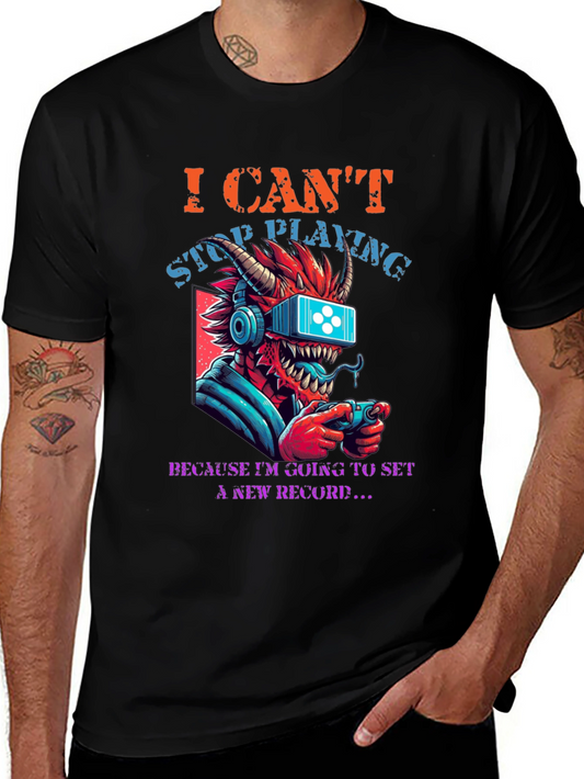 Gamer Dragon Graphic T-Shirt - I Cant Stop Playing