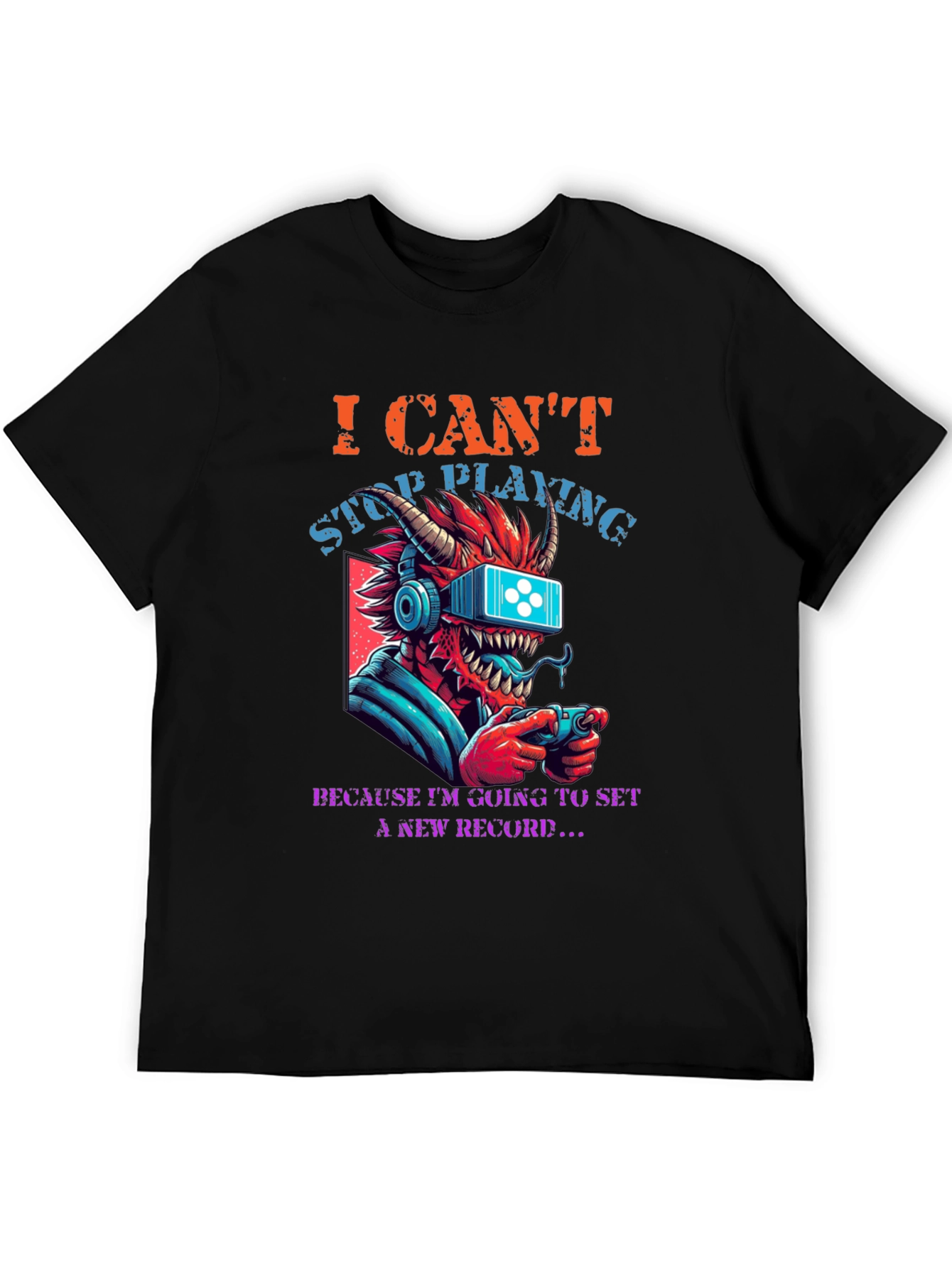 Gamer Dragon Graphic T-Shirt - I Cant Stop Playing