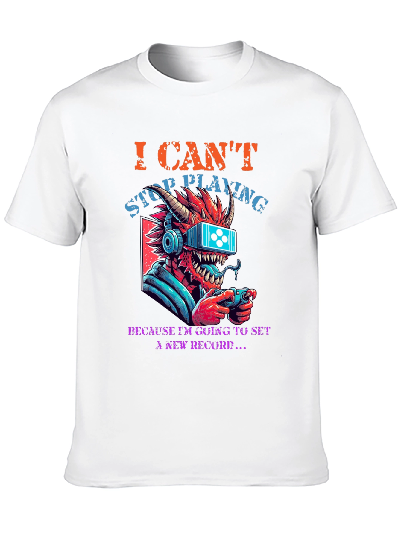 Gamer Dragon Graphic T-Shirt - I Cant Stop Playing