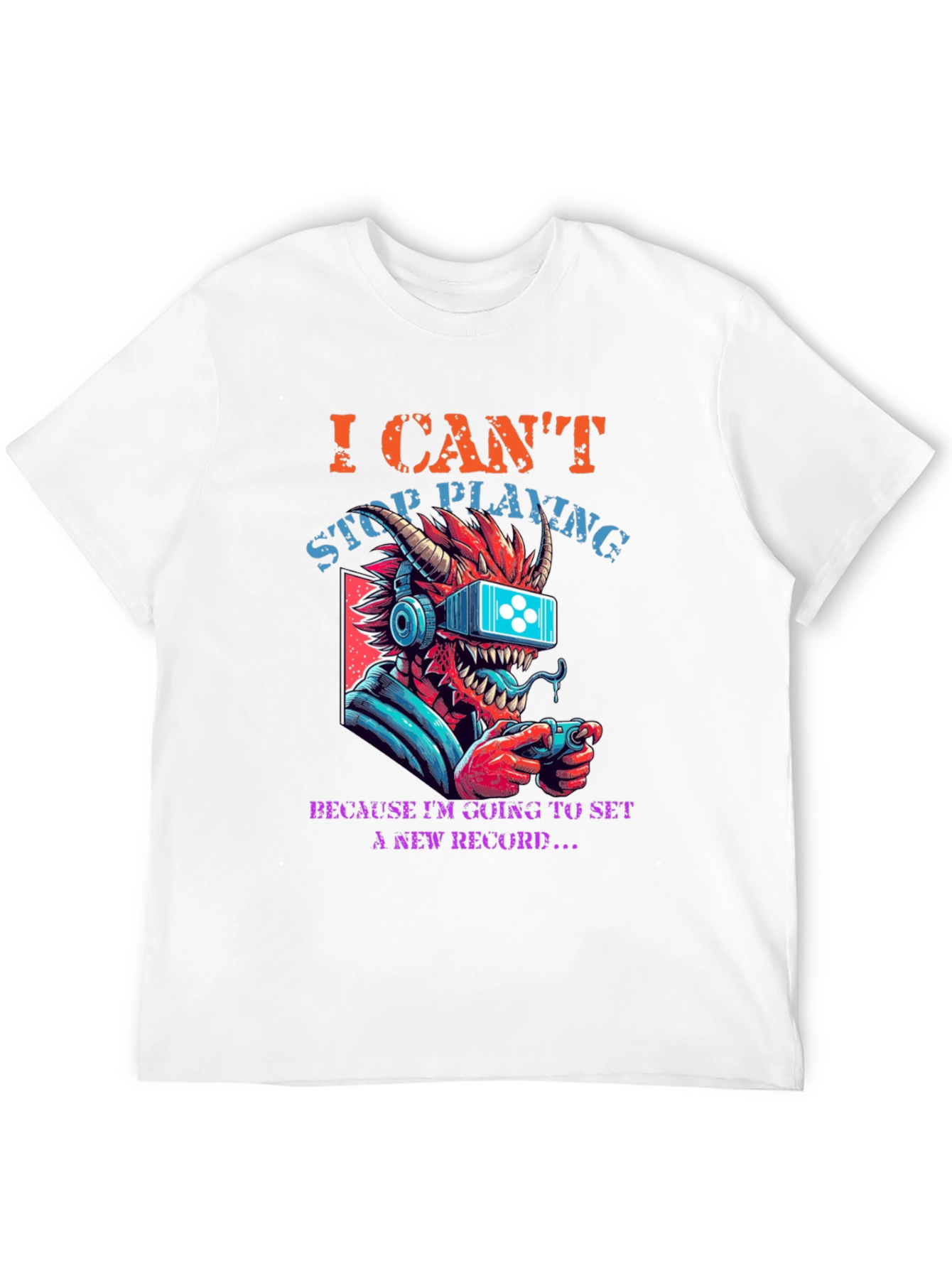 Gamer Dragon Graphic T-Shirt - I Cant Stop Playing